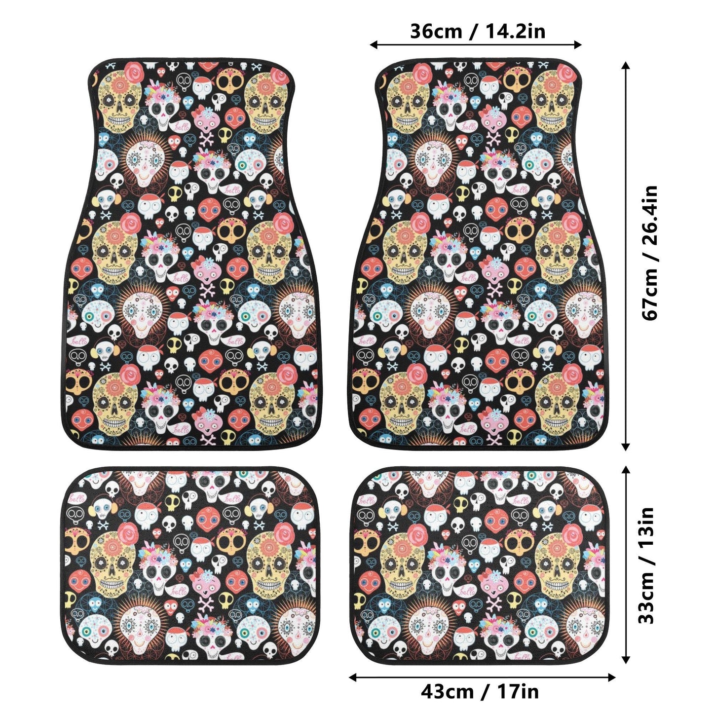 Floral skull car tool, day of the dead car tool, sugar skull car floor mat, mexico car tool, sugar skull mat for car calaveras skull car mat