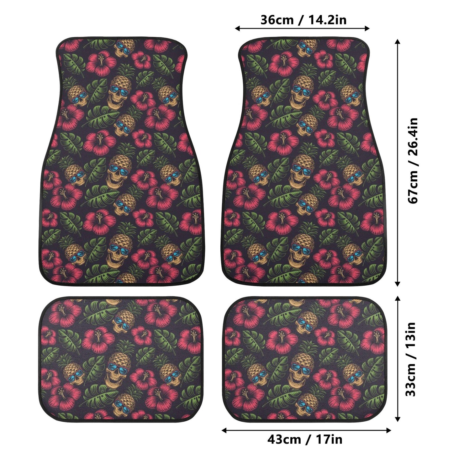 Christmas skull car rug, floral skull car seat protector, rose skull mat for car, skeleton seat cover for truck, skull in fire car seat tool