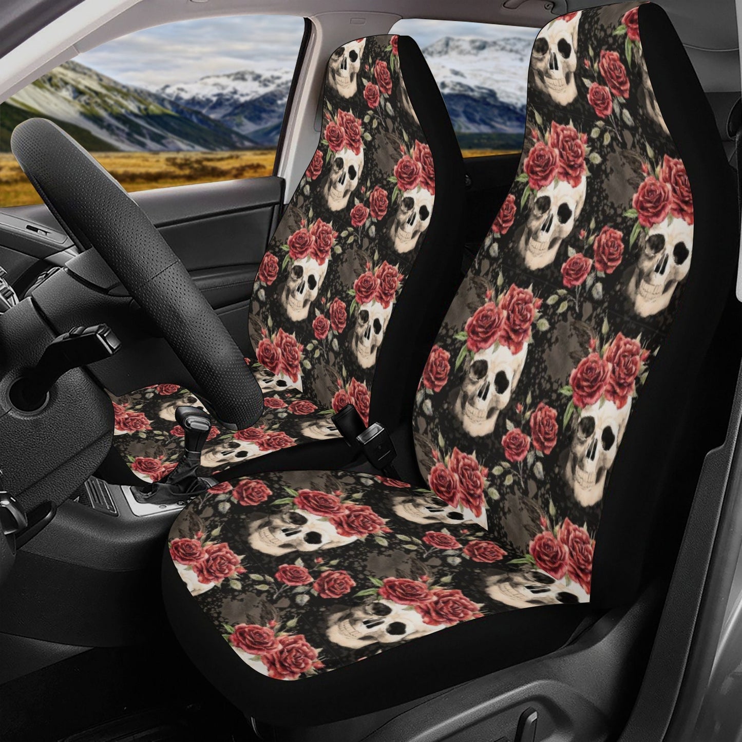 Floral car seat cover, death skull car accessories skull car seat cover flame skull car seat protector cover, christmas skull car seat cover