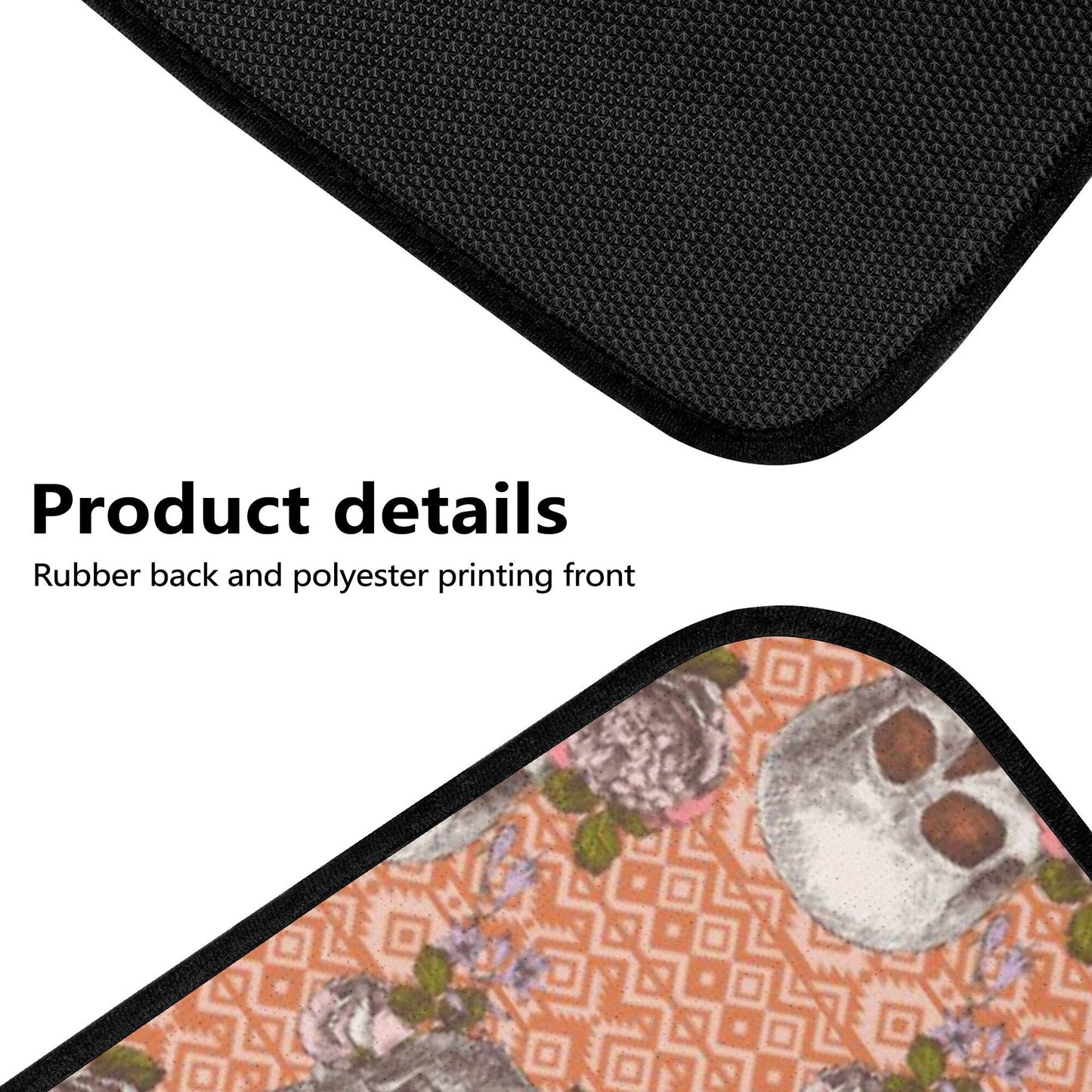Flower skull seat cover for truck, flower skull car mat flooring, flower skull car protector, skull rug mat for car christmas skull seat mat