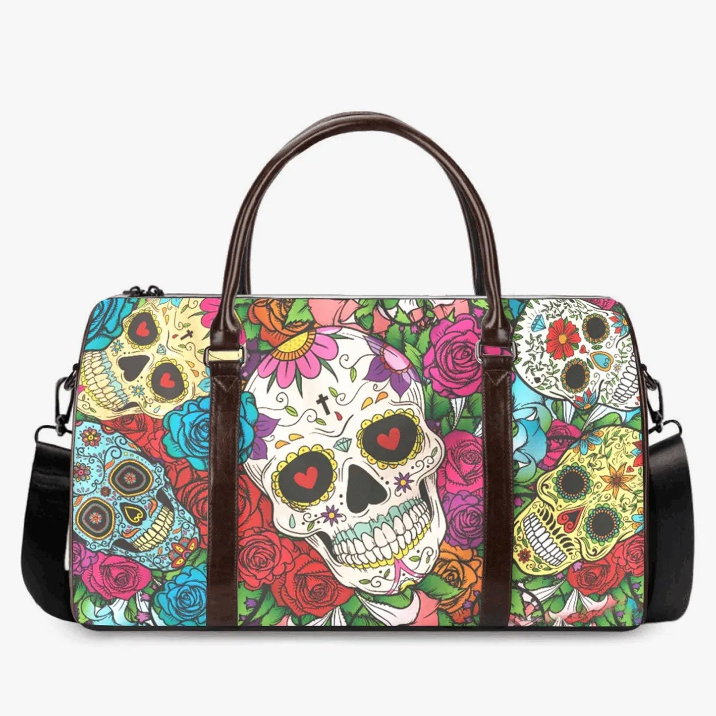 Mexican skull Canvas Weekend Travel Bag, candy skull Hospital Bag, duffel bag, floral skull Overnight Bag cinco de mayo skull weekend bag