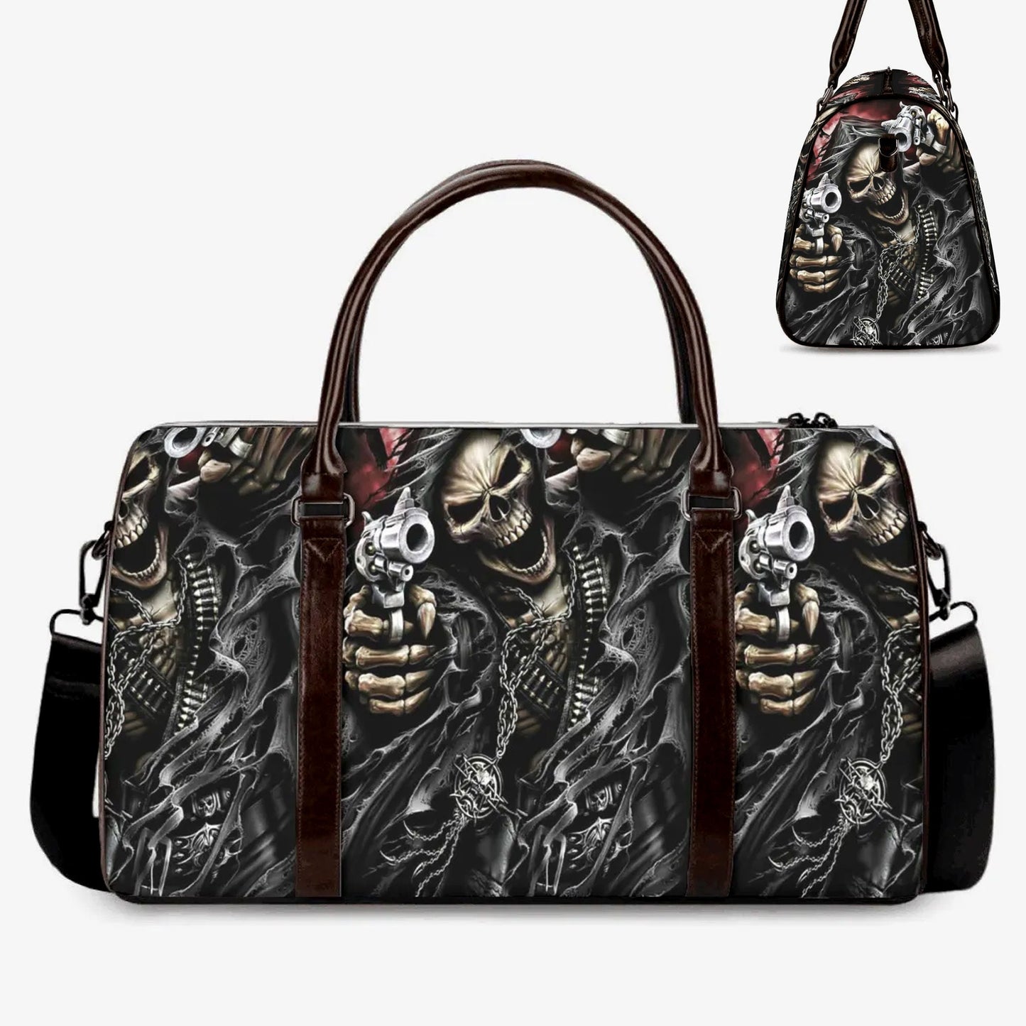 Punisher skull Vacation Holidays Travel Bag, death skull Carry On Bag, flame skull Carry on Weekender Overnight Bag, christmas skull handbag