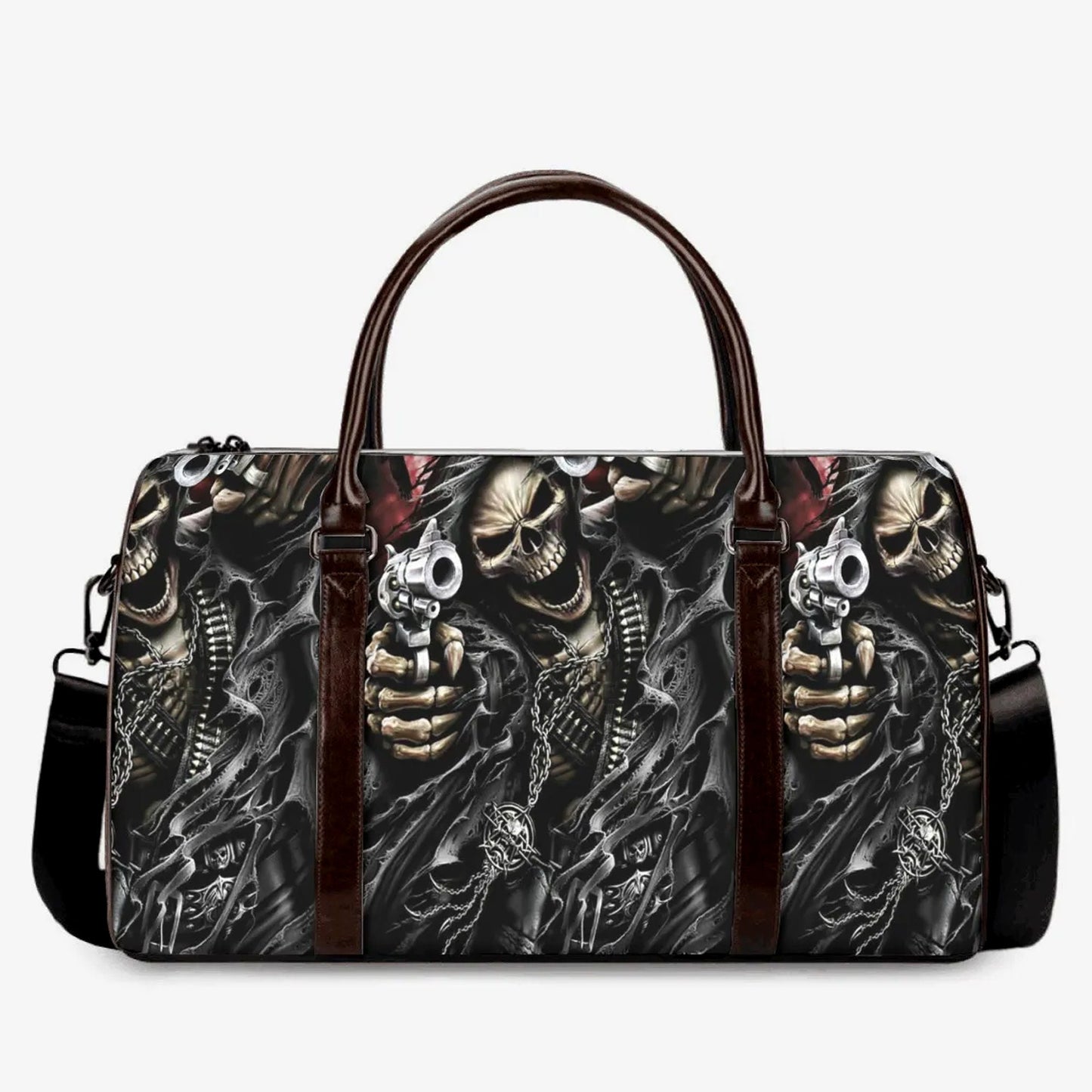 Punisher skull Vacation Holidays Travel Bag, death skull Carry On Bag, flame skull Carry on Weekender Overnight Bag, christmas skull handbag