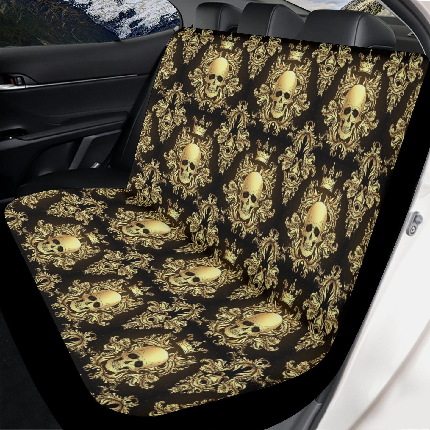 Skeleton seat cover for car, gothic skull car floor mat, grim reaper car seat cover, rose skull truck seat cover, skeleton car seat covers