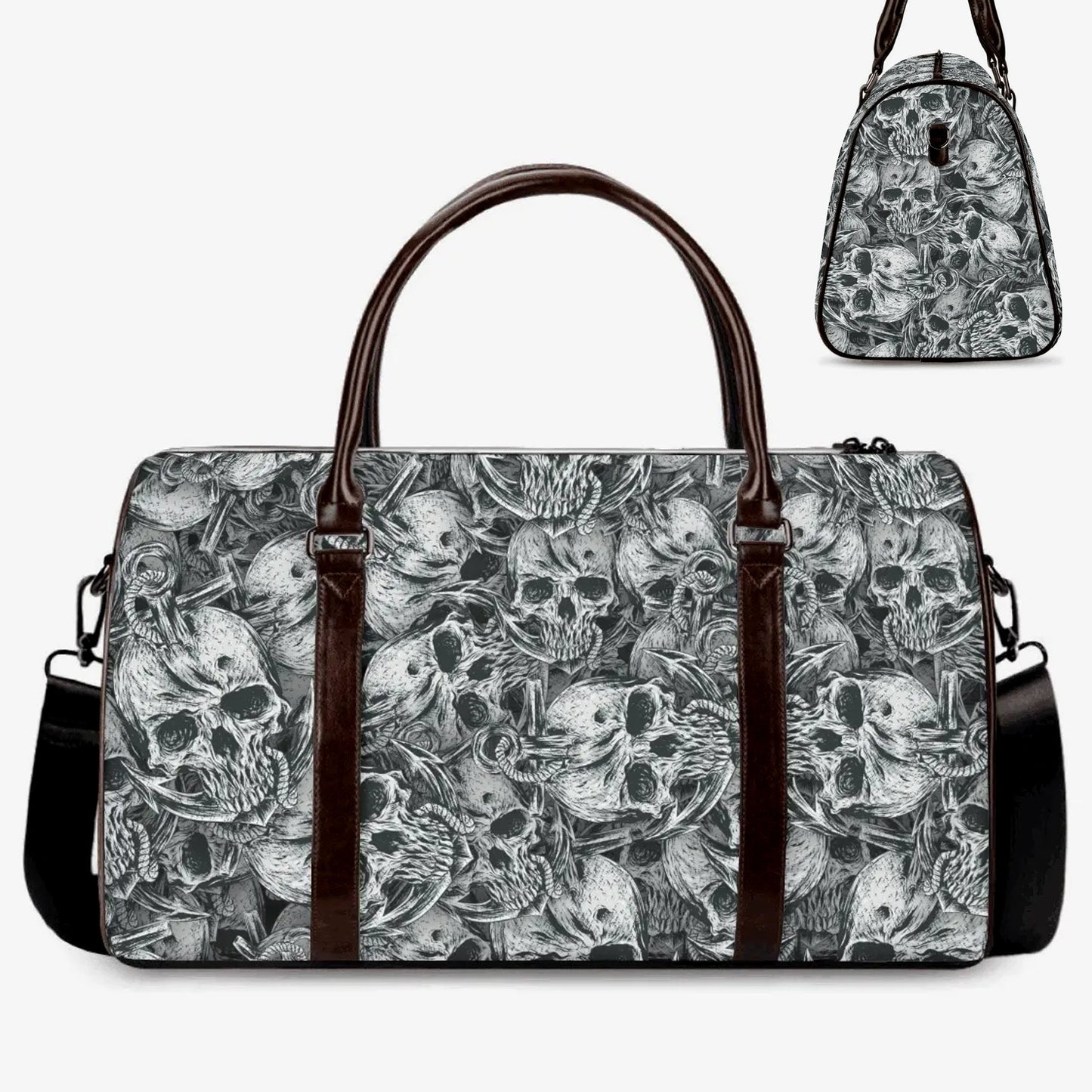 Biker skull Carry on Weekender Overnight Bag, flaming skull travel bag, rose skull Overnight Bag, punisher skull handbag grim reaper handbag