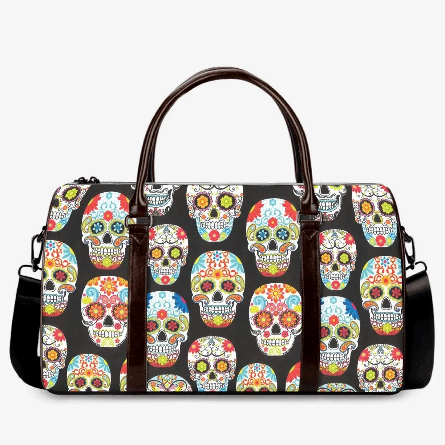 Mexico handbag, floral skull shoulder bag, sugar skull girl shoulder bag, day of the dead shoulder bag, mexican skull Overnight Bag handbag