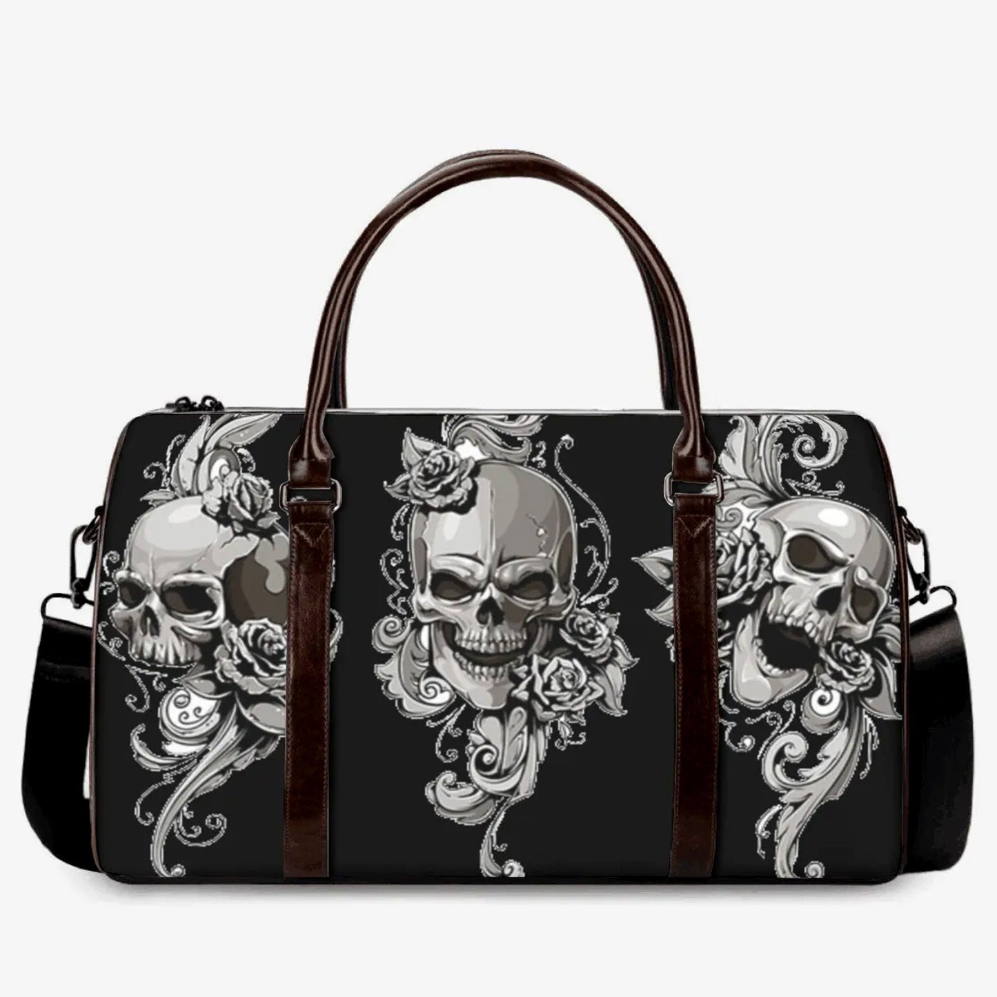 Flame skull Overnight Bag, evil Overnight Bag, goth duffel bag, flaming skull Hospital Bag, biker skull shoulder bag, skull shoulder bag