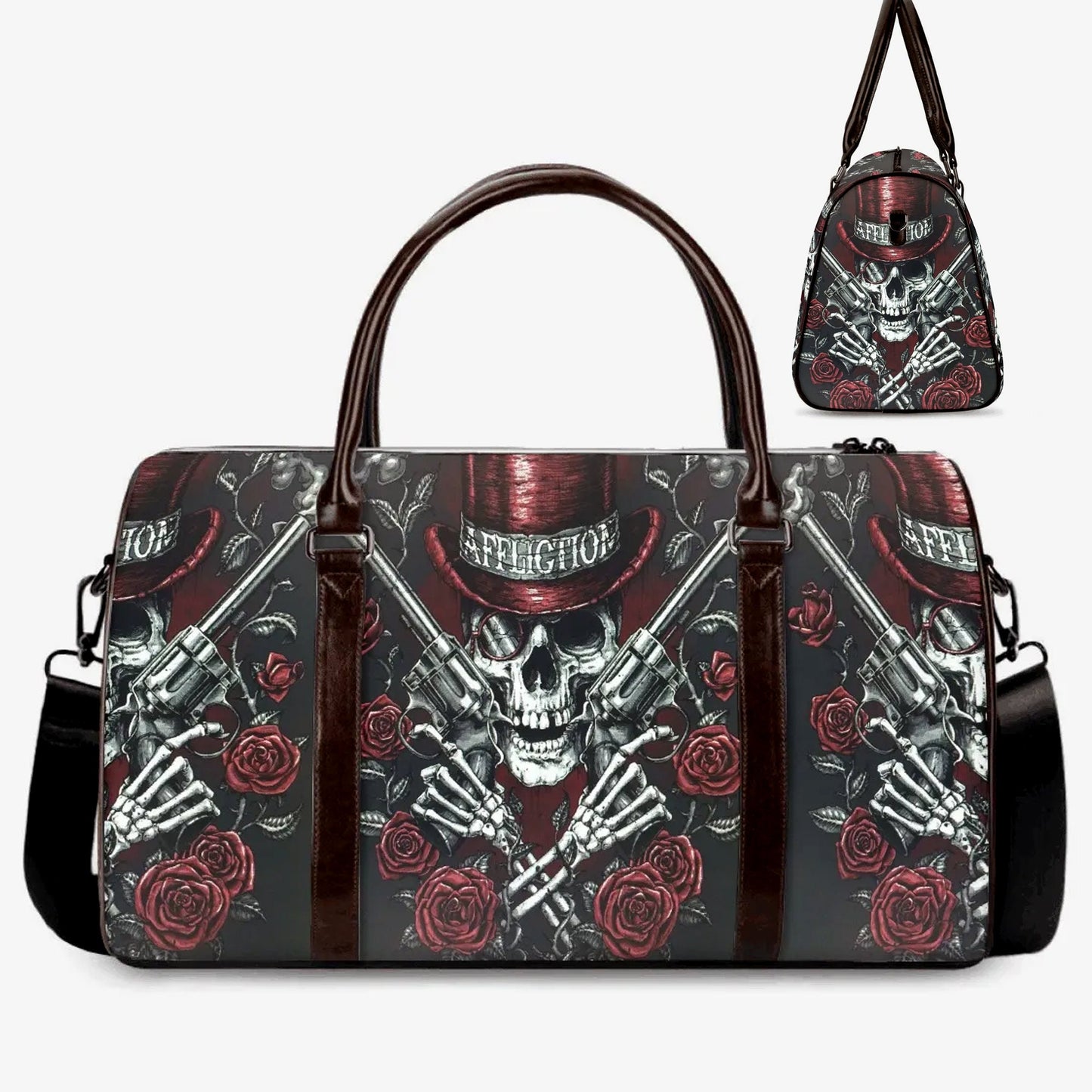 Halloween weekender bags, halloween shoulder bag, flower skull Carry On Bag, punisher skull Overnight Bag, punisher skull evil Overnight Bag