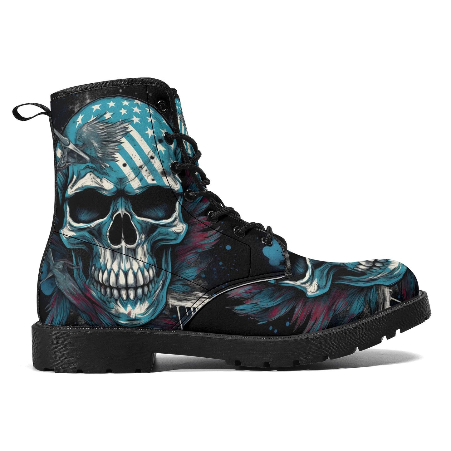 Goth waterproof boot, death skull shoes, biker skull ankle booties, gothic skull fashion leather boots, floral skull boots, goth shoes boots