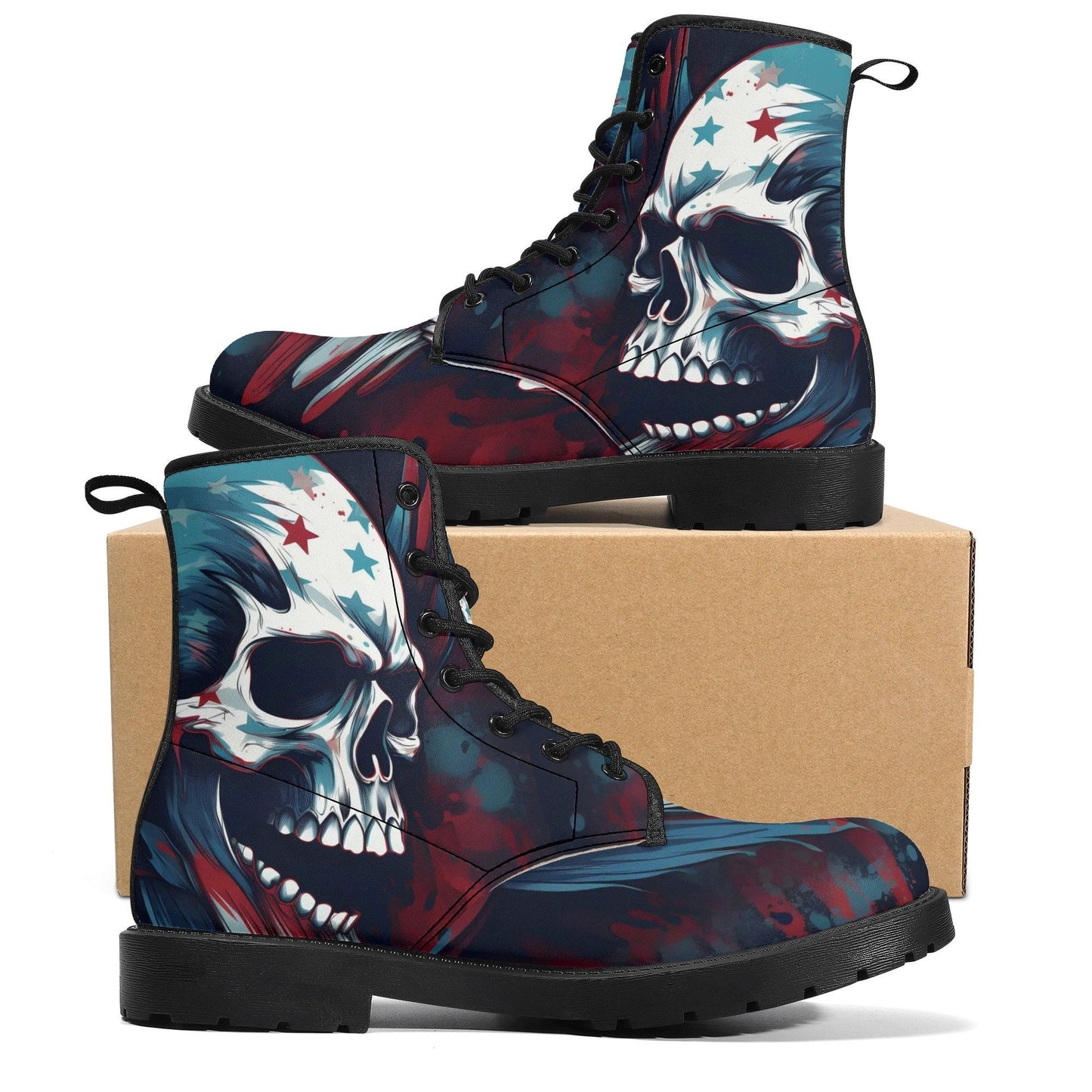 Horror boots for men women, gothic skull winter boots, skull boots for men women halloween men women boots, gothic skull waterproof shoes