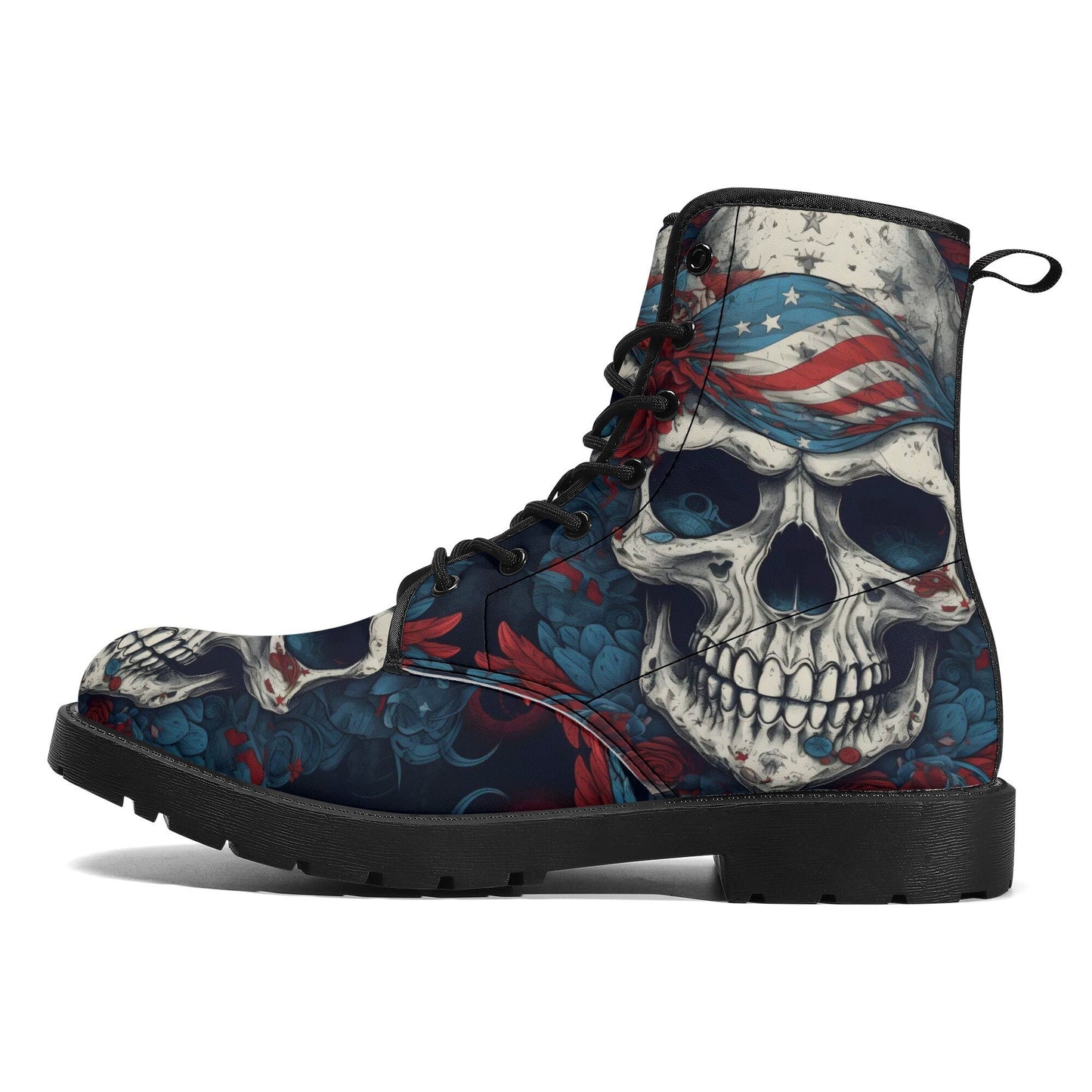 Grim reaper ankle Boots, punisher skull boots for men women, skull in fire unisex shoes, flower skull men women shoes, skeleton gothic boots