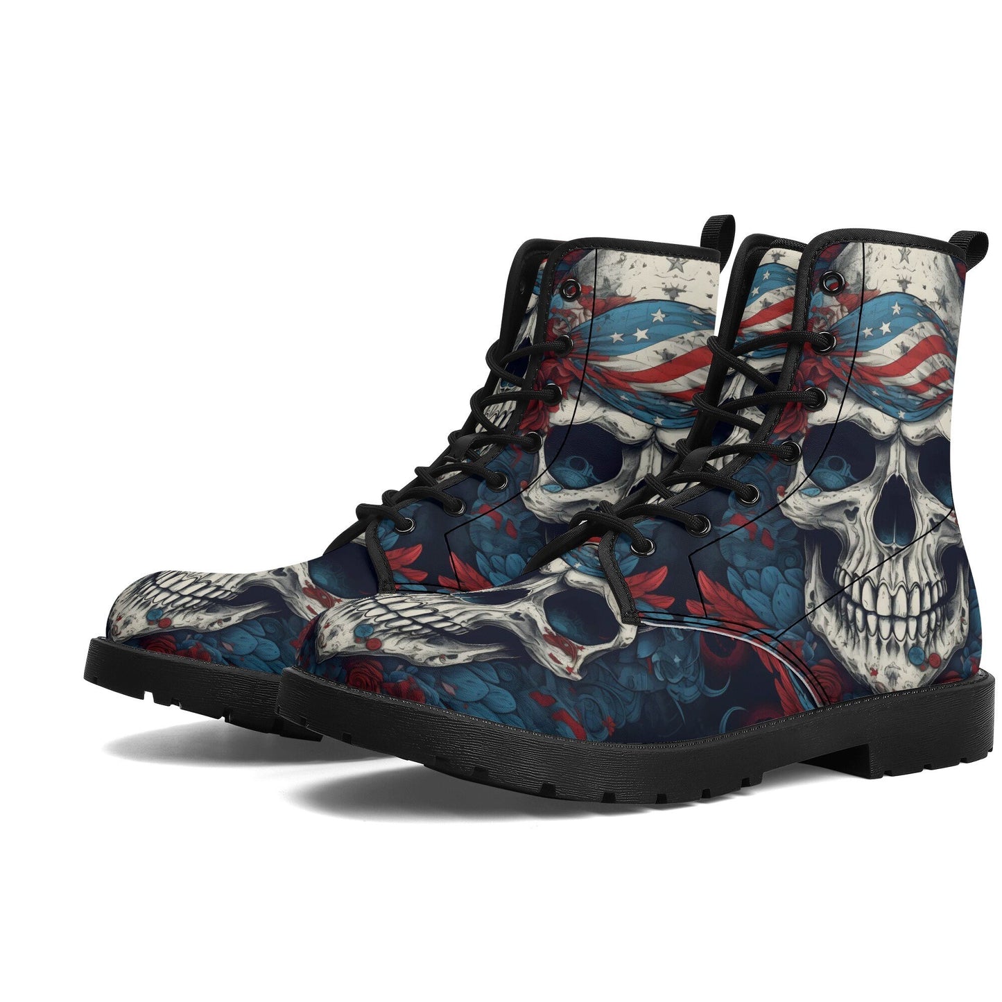 Grim reaper ankle Boots, punisher skull boots for men women, skull in fire unisex shoes, flower skull men women shoes, skeleton gothic boots