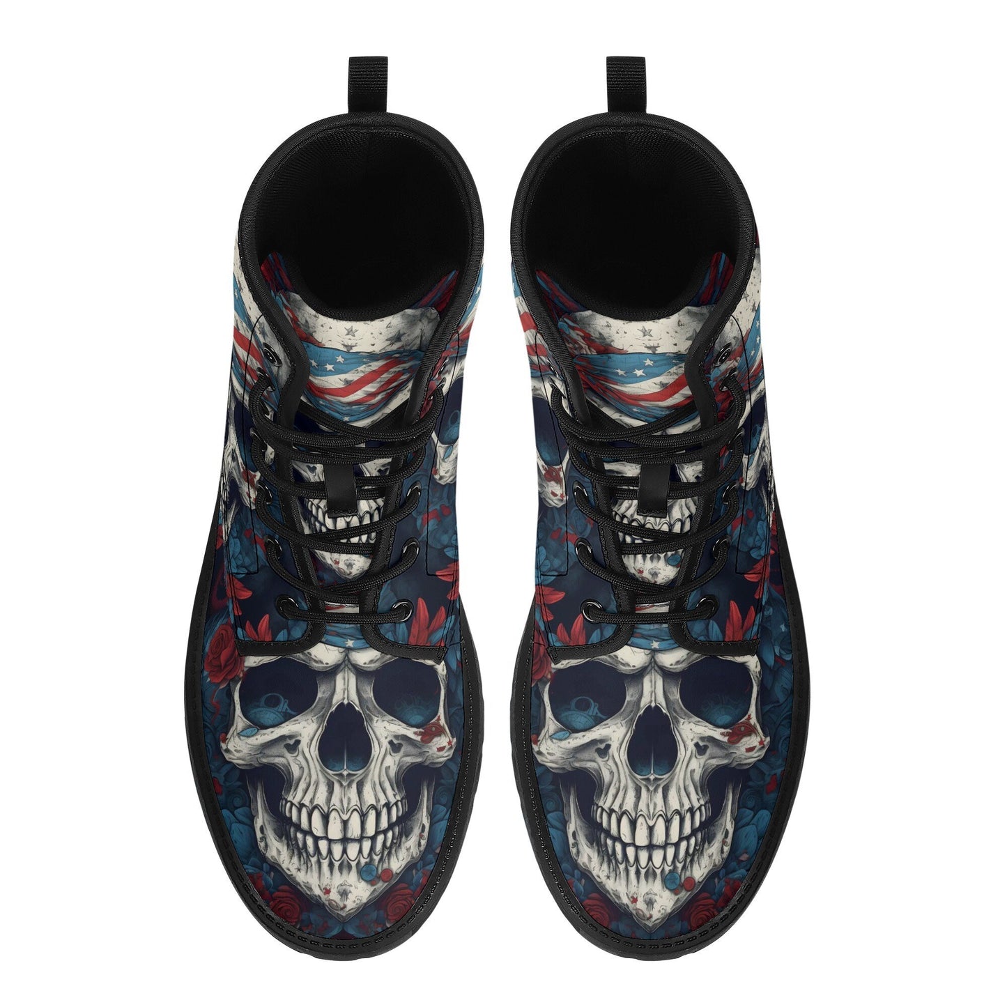 Grim reaper ankle Boots, punisher skull boots for men women, skull in fire unisex shoes, flower skull men women shoes, skeleton gothic boots