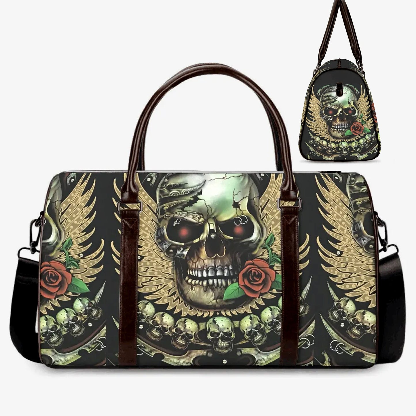 Skull travel bag, floral skull Hospital Bag, skull in fire Overnight Bag, gothic skull Hospital Bag, biker skull weekender bags, flame skull