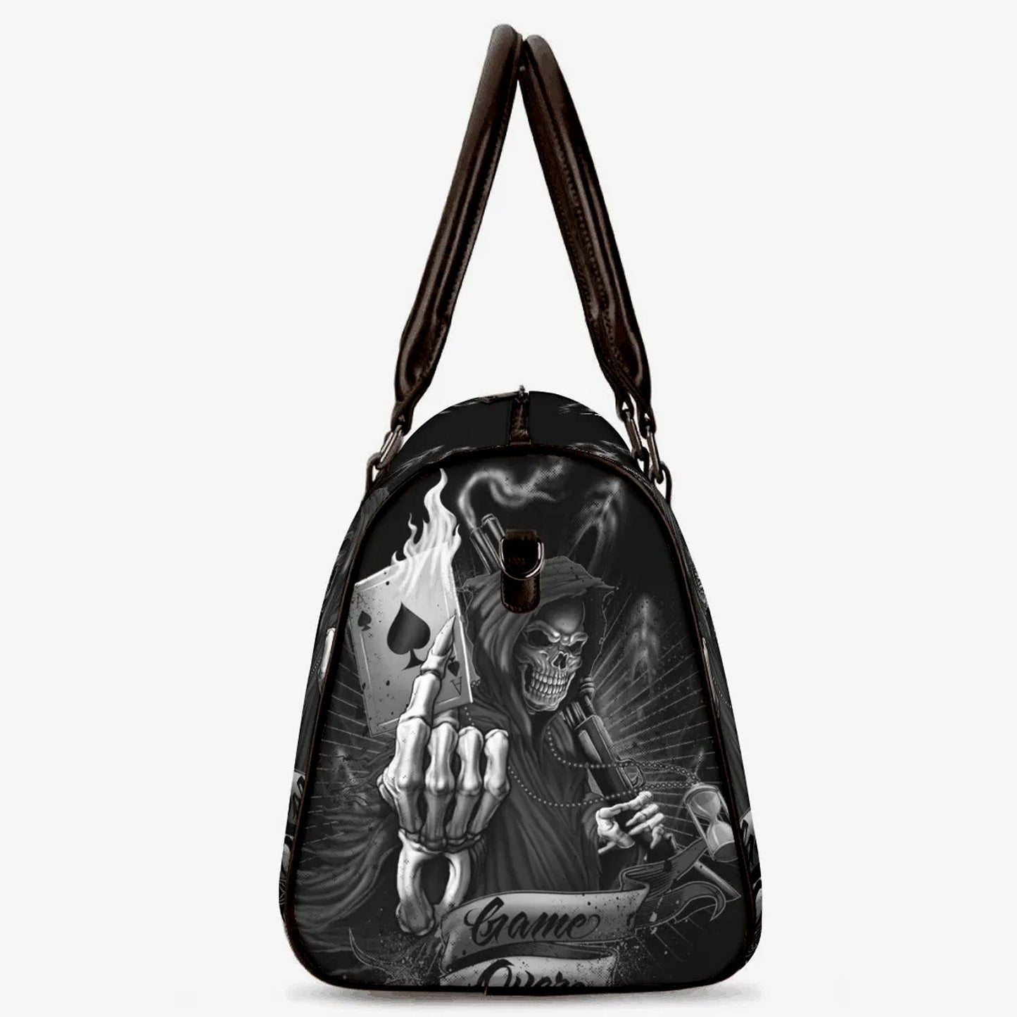 Halloween shoulder bag, death skull handbag, goth Canvas Weekend Travel Bag, skeleton handbag, floral skull Carry on Weekender Overnight Bag