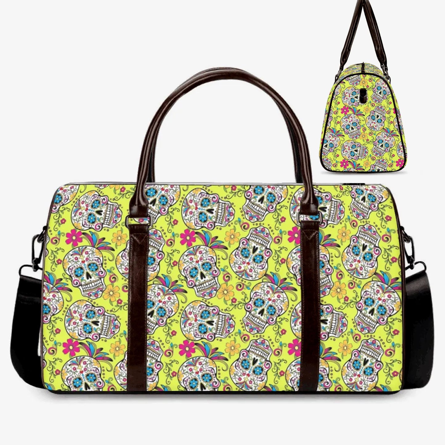 Sugar skull girl weekender bags, sugar skull Overnight Bag, mexico Canvas Weekend Travel Bag, floral skull monogrammed bag candy skull purse