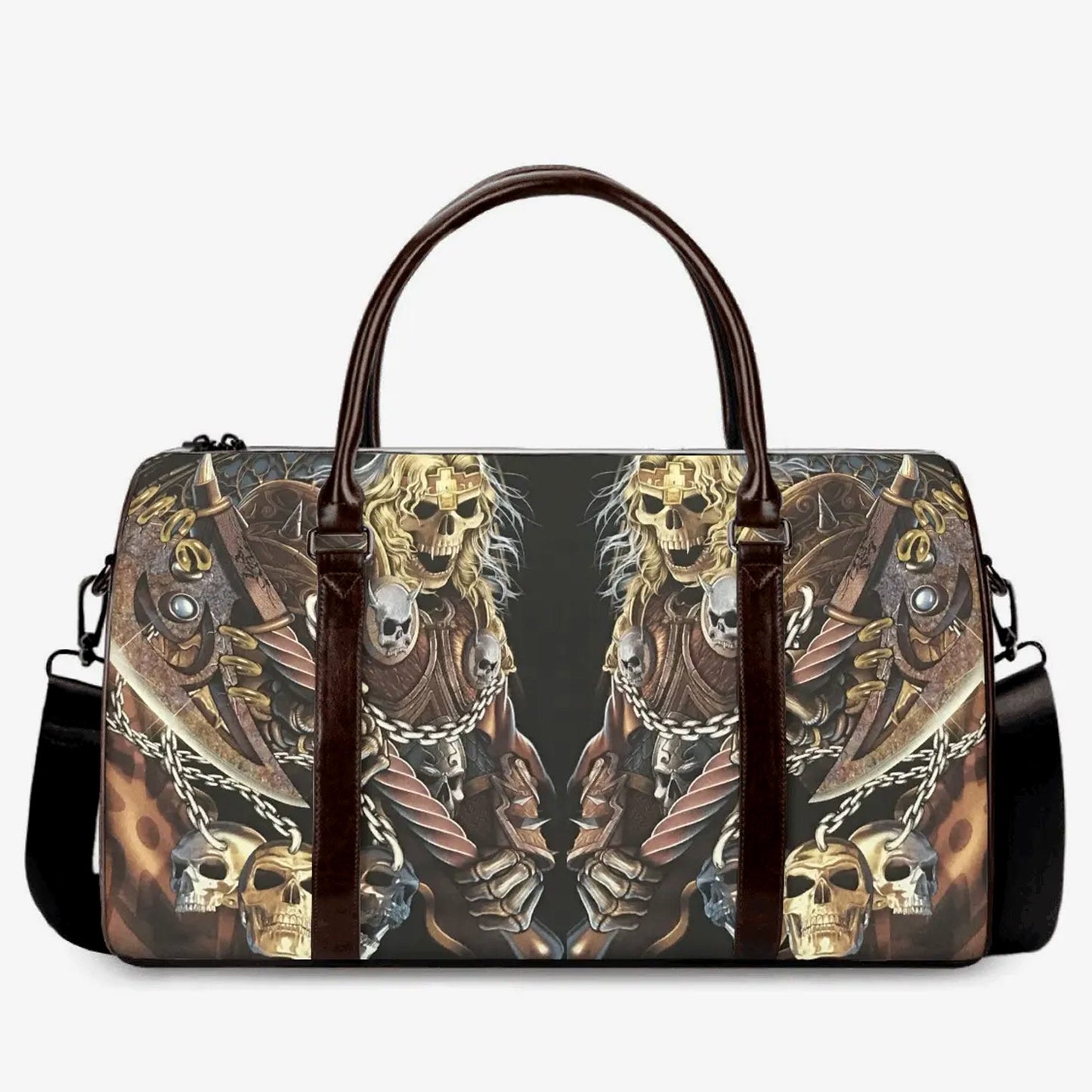 Evil duffel bag, rose skull Canvas Weekend Travel Bag, flame skull weekender bags, floral skull duffel bag, halloween weekender shoulder bag