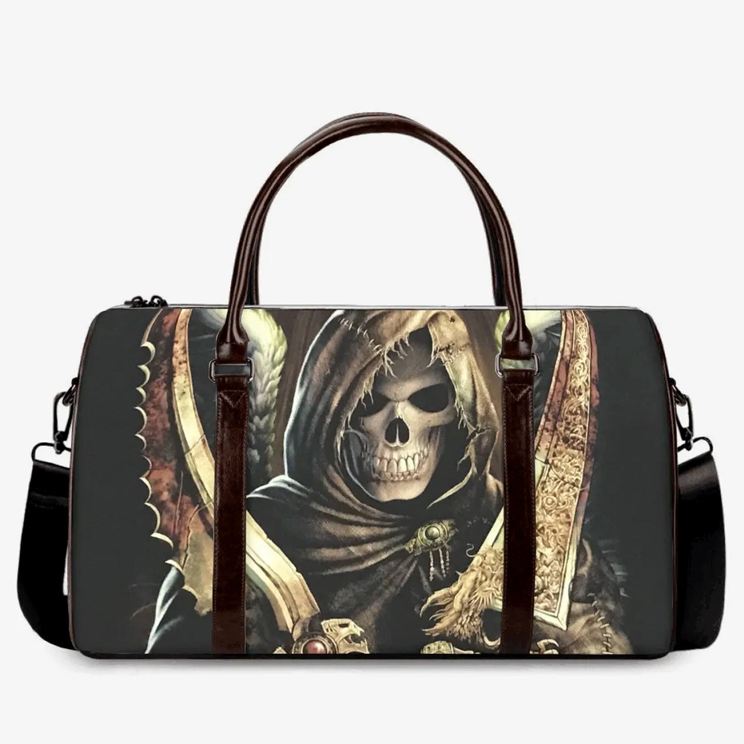 Death skull shoulder bag, evil large travel bag, motorcycle skull large travel bag, skeleton duffel bag, biker skull Carry on Weekender bag