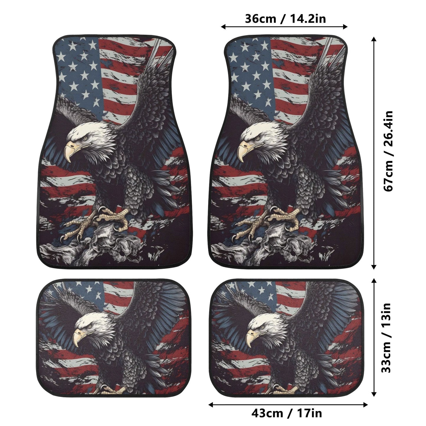 The American Bald Eagle skull car protector, death skull mat for car, horror car rug, goth car floor mat, skeleton car protector car mat set