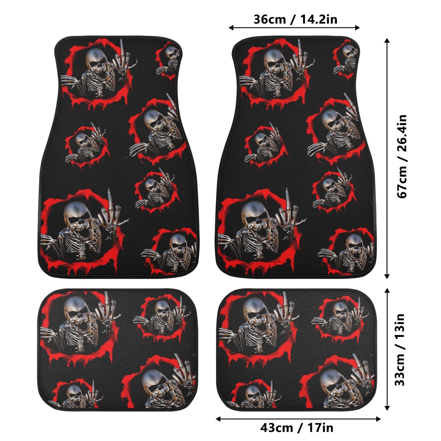 Flame skull car rug, death skull car seat cover full set, rose skull rug mat for car, horror seat cover for car reaper skull car accessories