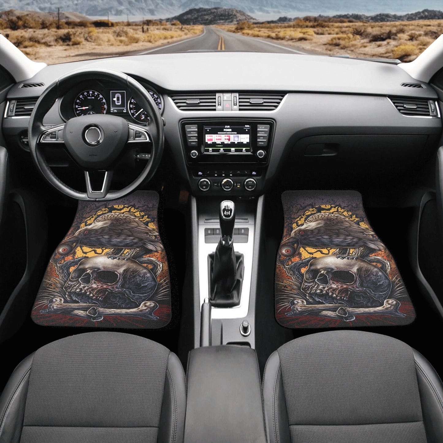 Motorcycle skull car protector horror rug for car flaming skull car mat christmas skull car seat protector motorcycle skull truck seat cover