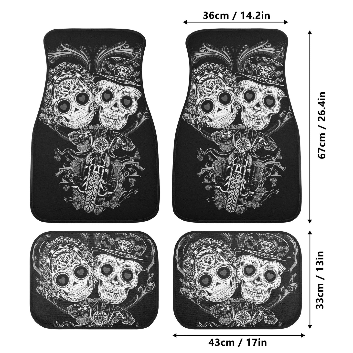 Sugar skull seat cover for car, candy skull car accessories, floral sugar skull rug for car, dia de los muertos skull truck seat cover mats