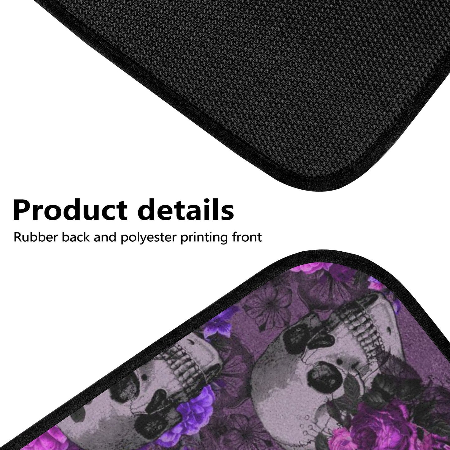 Flower skull rug mat for car, biker skull car seat protector, floral skull cover cushion accessories for Cars skull seat cover protector mat