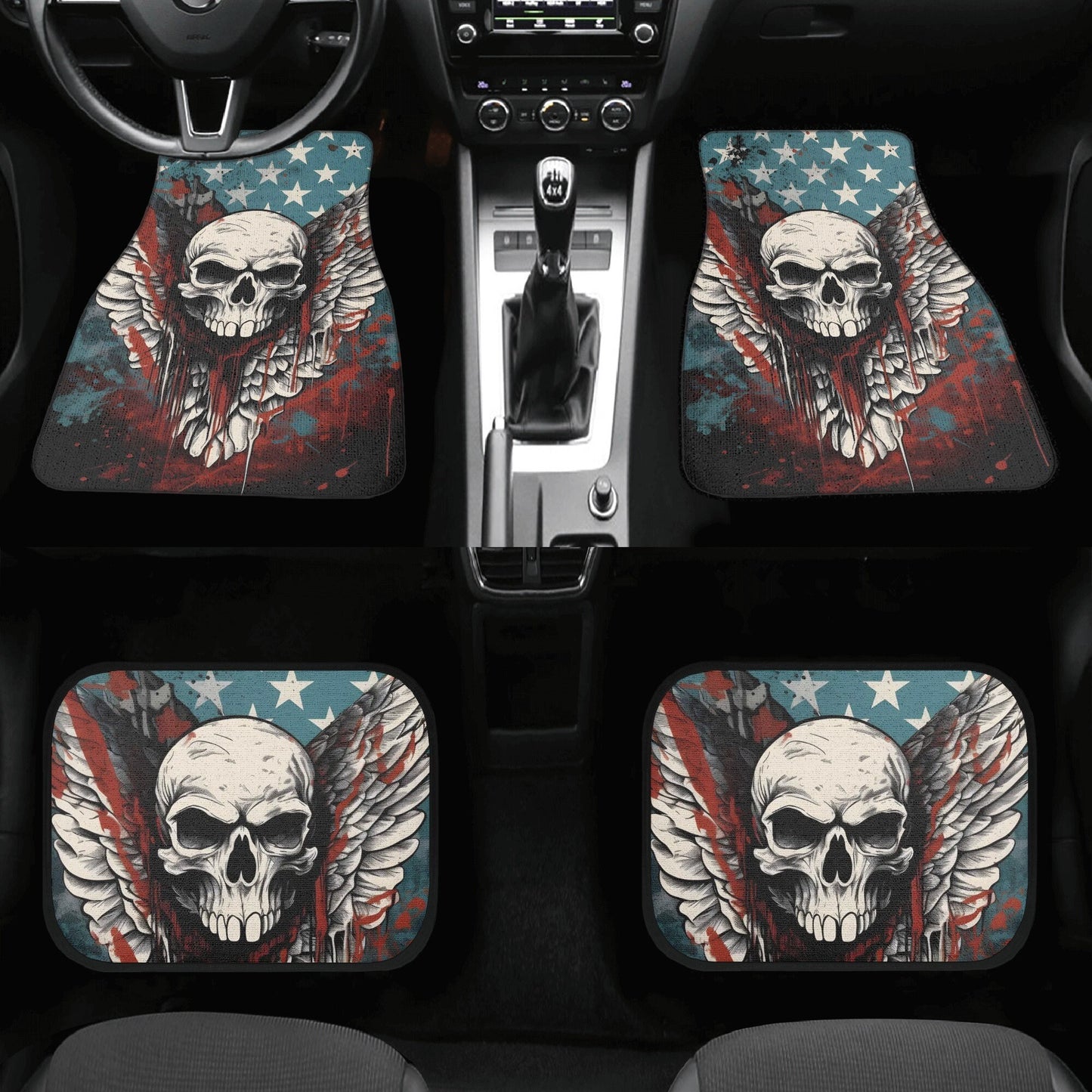 Skull car seat tool, biker skull car protector, flame skull car rug, evil car seat protector cover, gothic skull car tool rose skull car mat