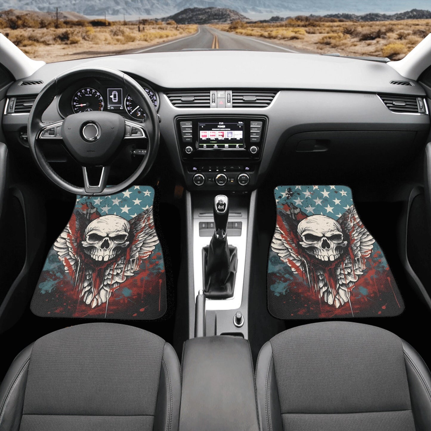 Skull car seat tool, biker skull car protector, flame skull car rug, evil car seat protector cover, gothic skull car tool rose skull car mat