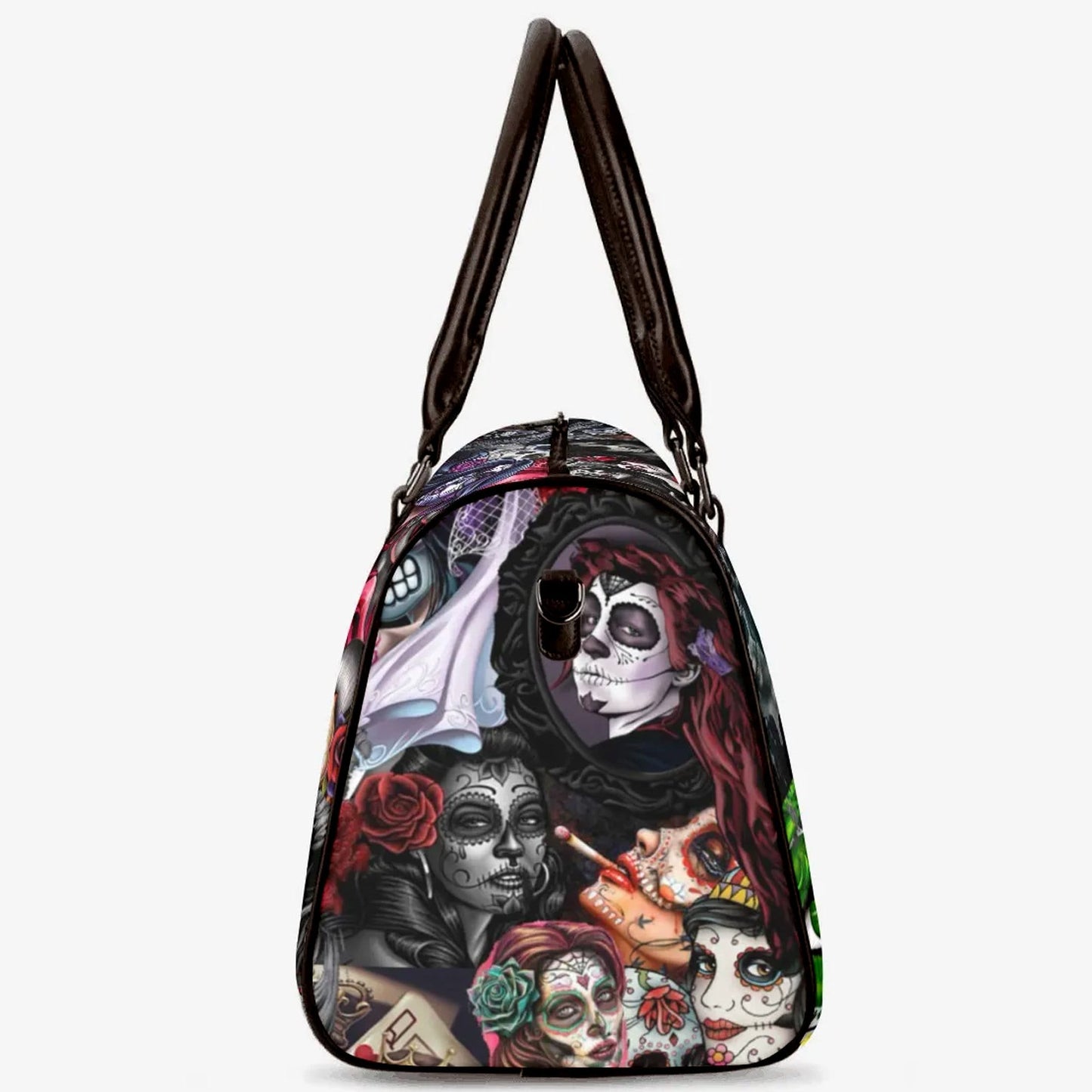 Mexican skull girl duffel bag, sugar skull girl Vacation Holidays Travel Bag floral sugar skull Overnight Bag cinco de mayo skull travel bag