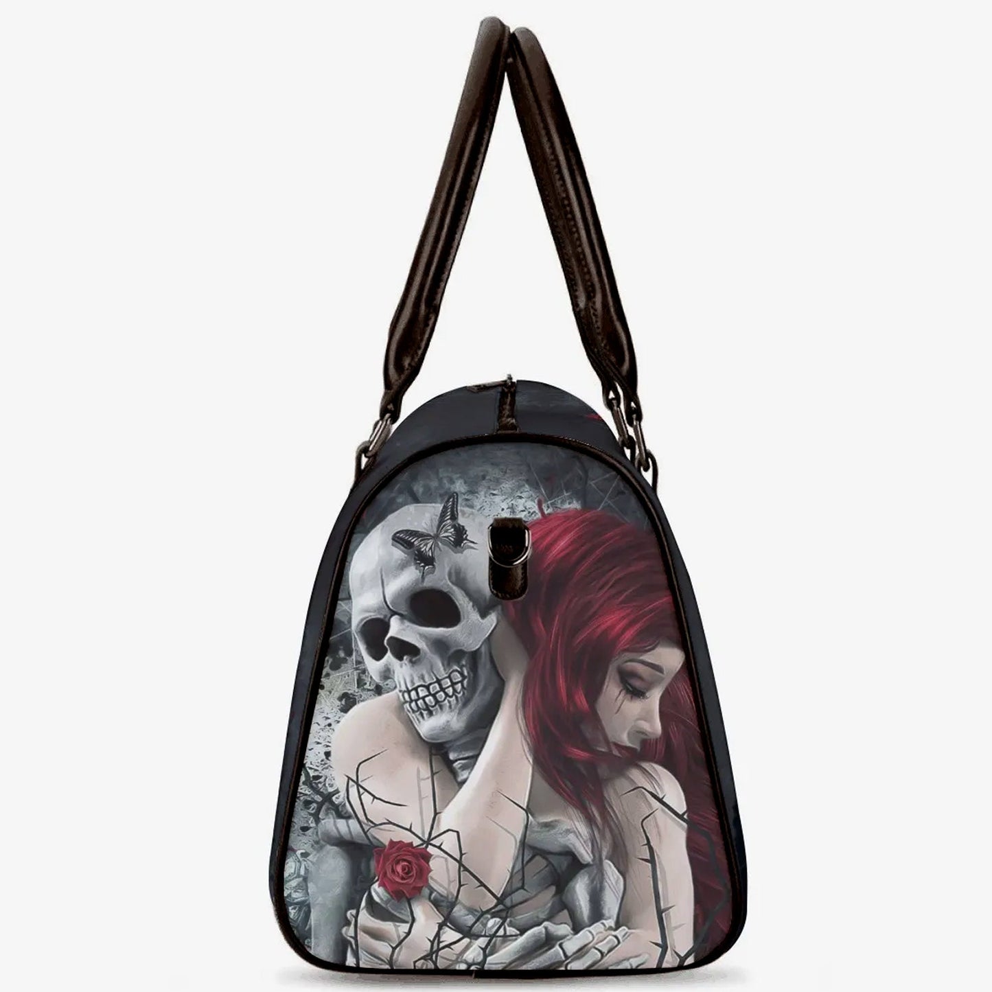 Grim reaper large travel bag, skull in fire handbag, christmas skull monogrammed bag, gothic skull shoulder bag, horror Carry On Bag handbag