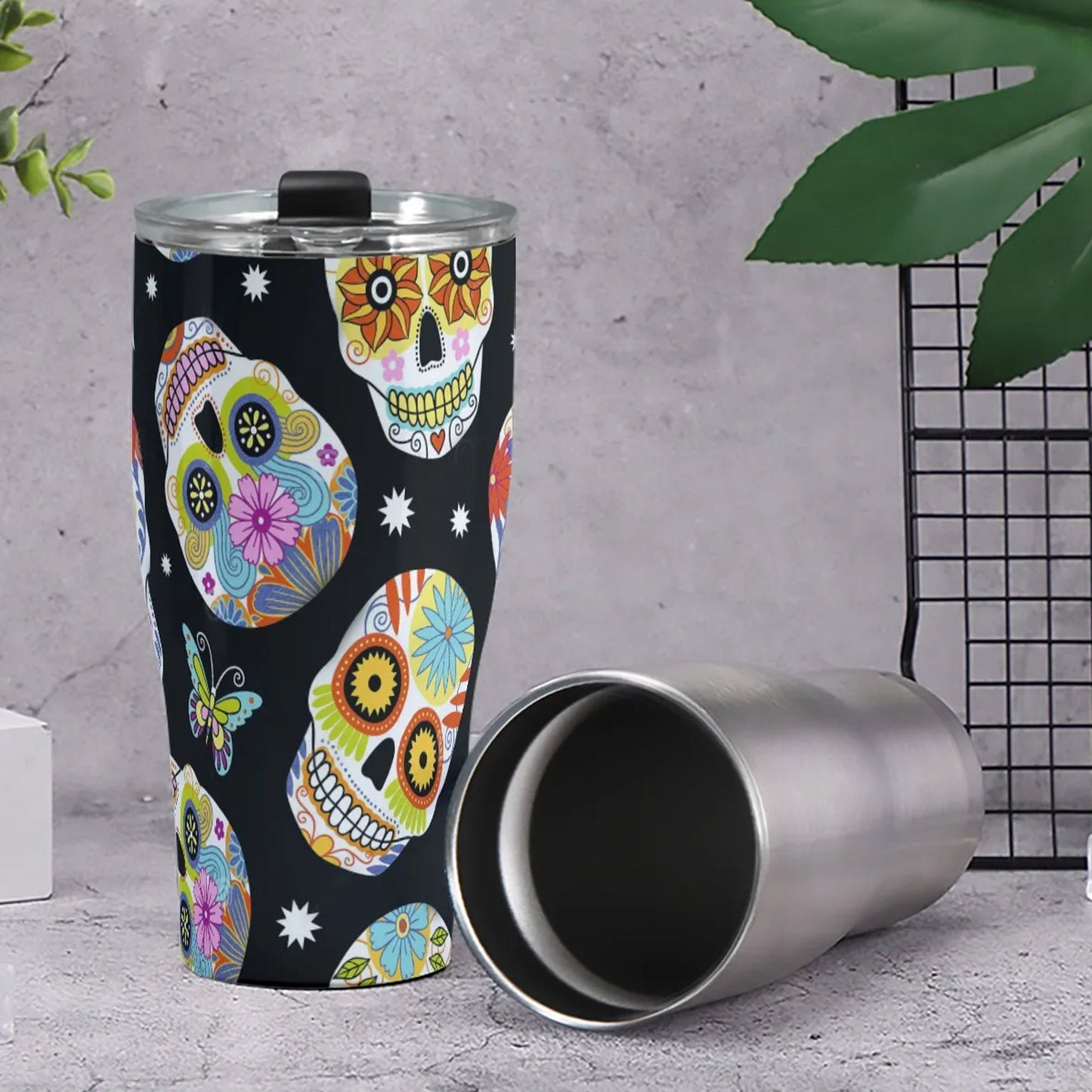 Sugar skull beer mug, dia de los muertos skull tumbler cup mug, candy skull tumbler cup mug, sugar skull girl mug, sugar skull tumbler cup
