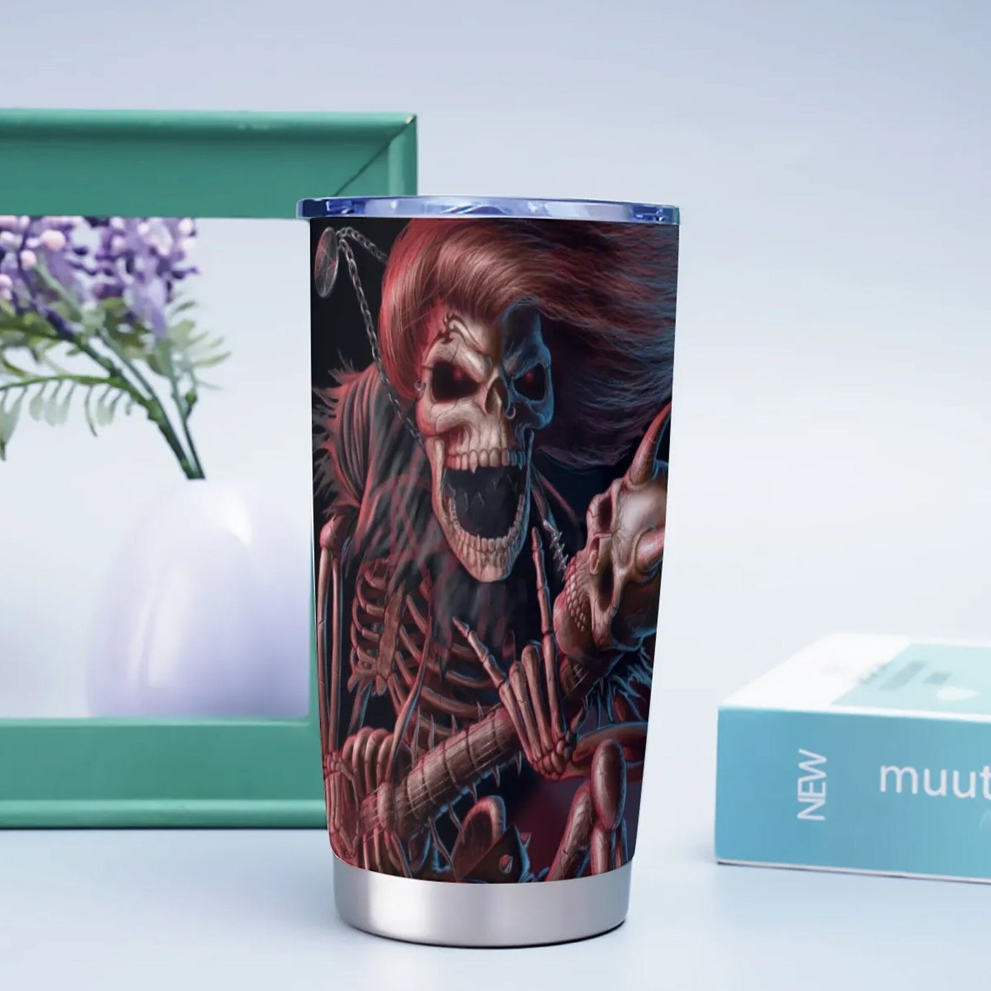 Punisher skull coffee mug, death skull tumbler, motorcycle skull freezer Mug, halloween cup, goth jumbo Mug, biker skull tumblr, gothic mugs