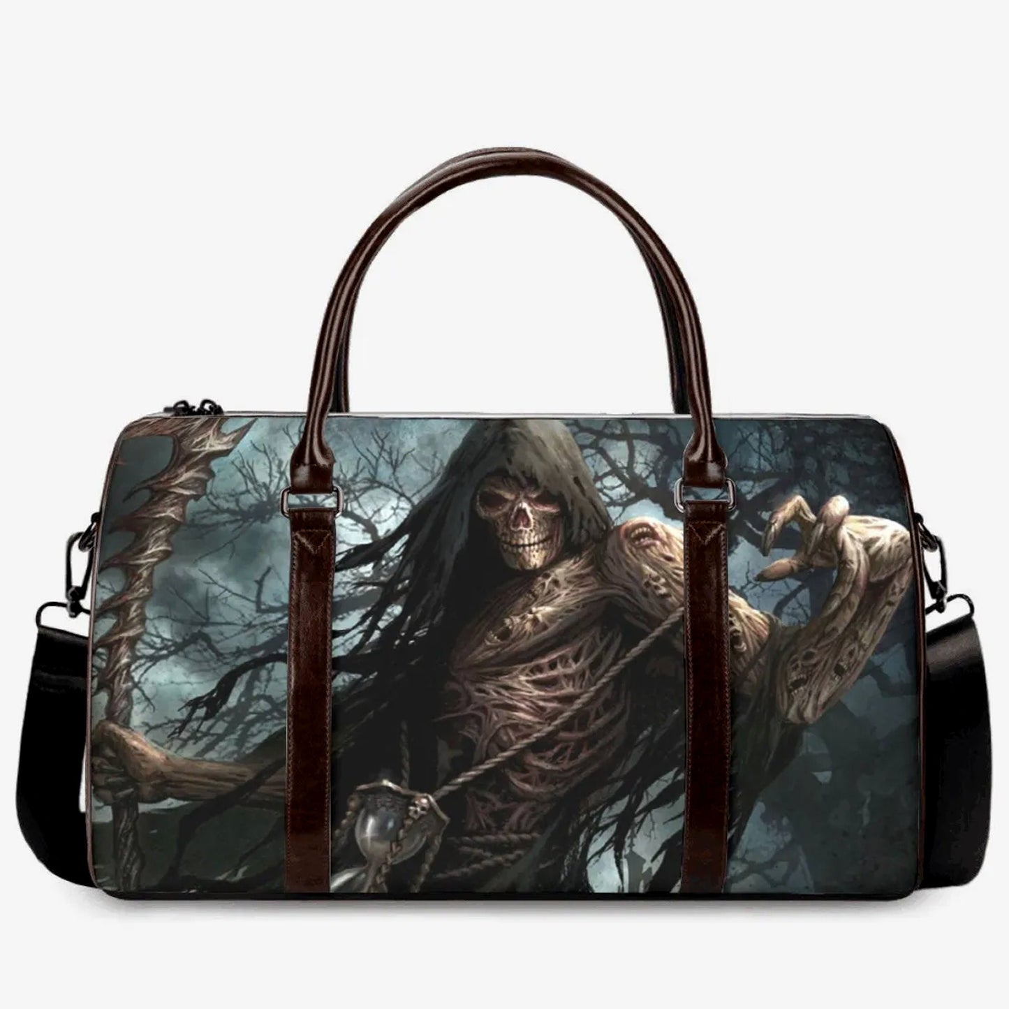 Gothic skull Overnight Bag, flame skull Carry on Weekender Overnight Bag, halloween large travel bag, punisher skull Carry on Weekender bag