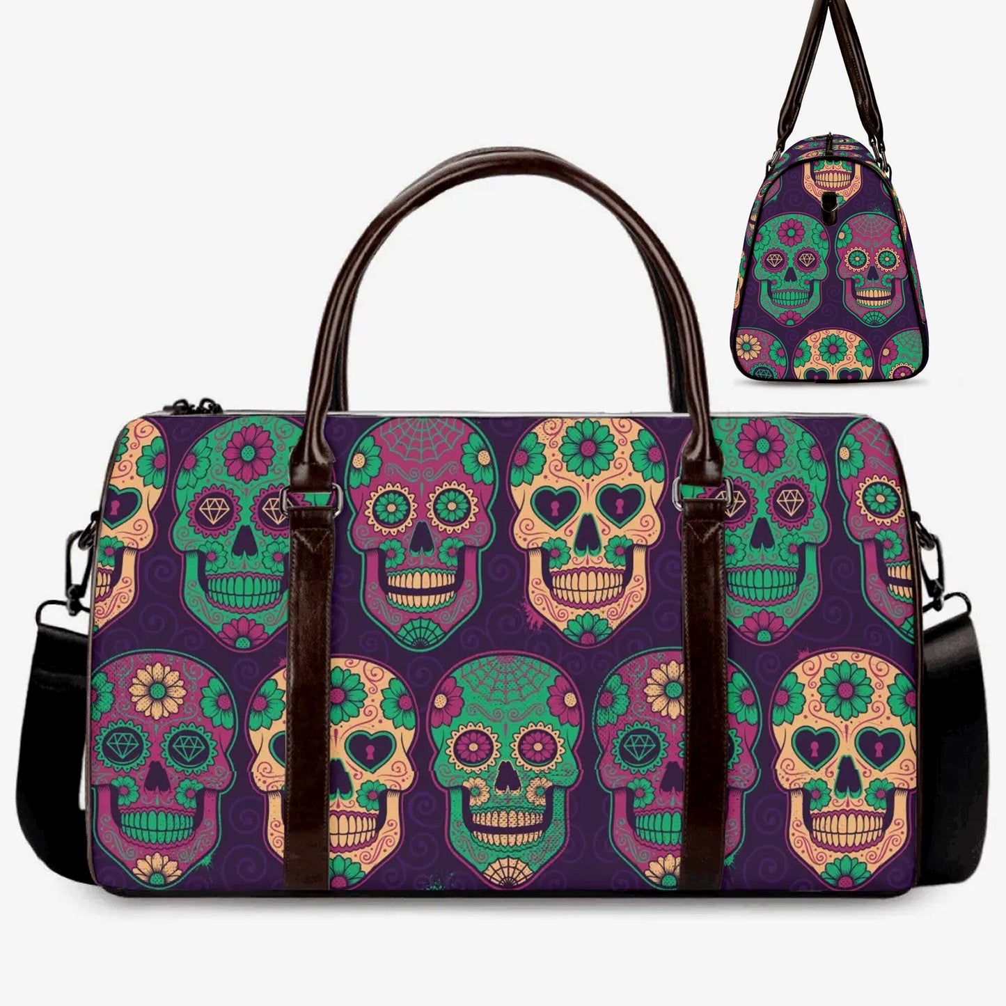 Day of the dead Hospital Bag, dia de los muertos skull Canvas Weekend Travel Bag, candy skull Hospital Bag, calaveras skull large travel bag