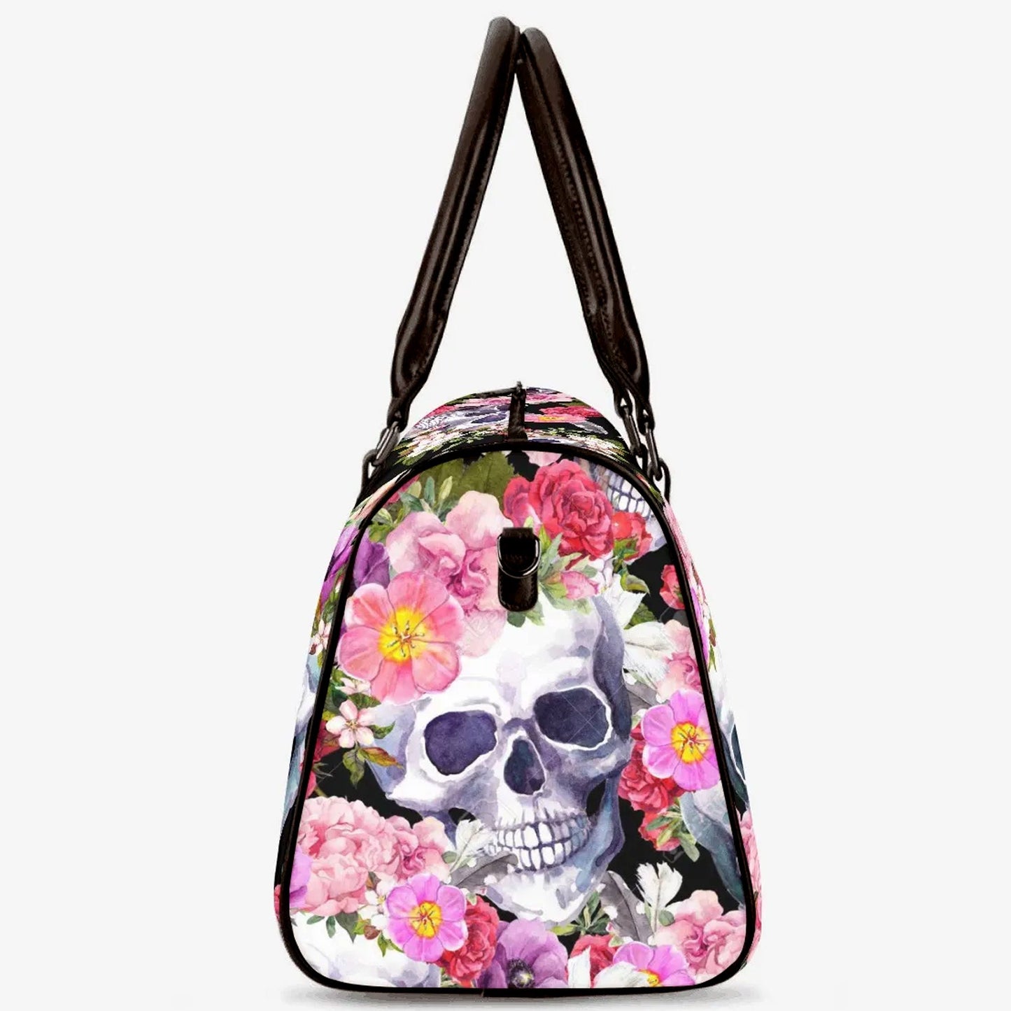 Flower skull Hospital Bag, floral skull Overnight Bag, goth Hospital Bag, halloween weekender bags, motorcycle skull Hospital Bag, skull bag