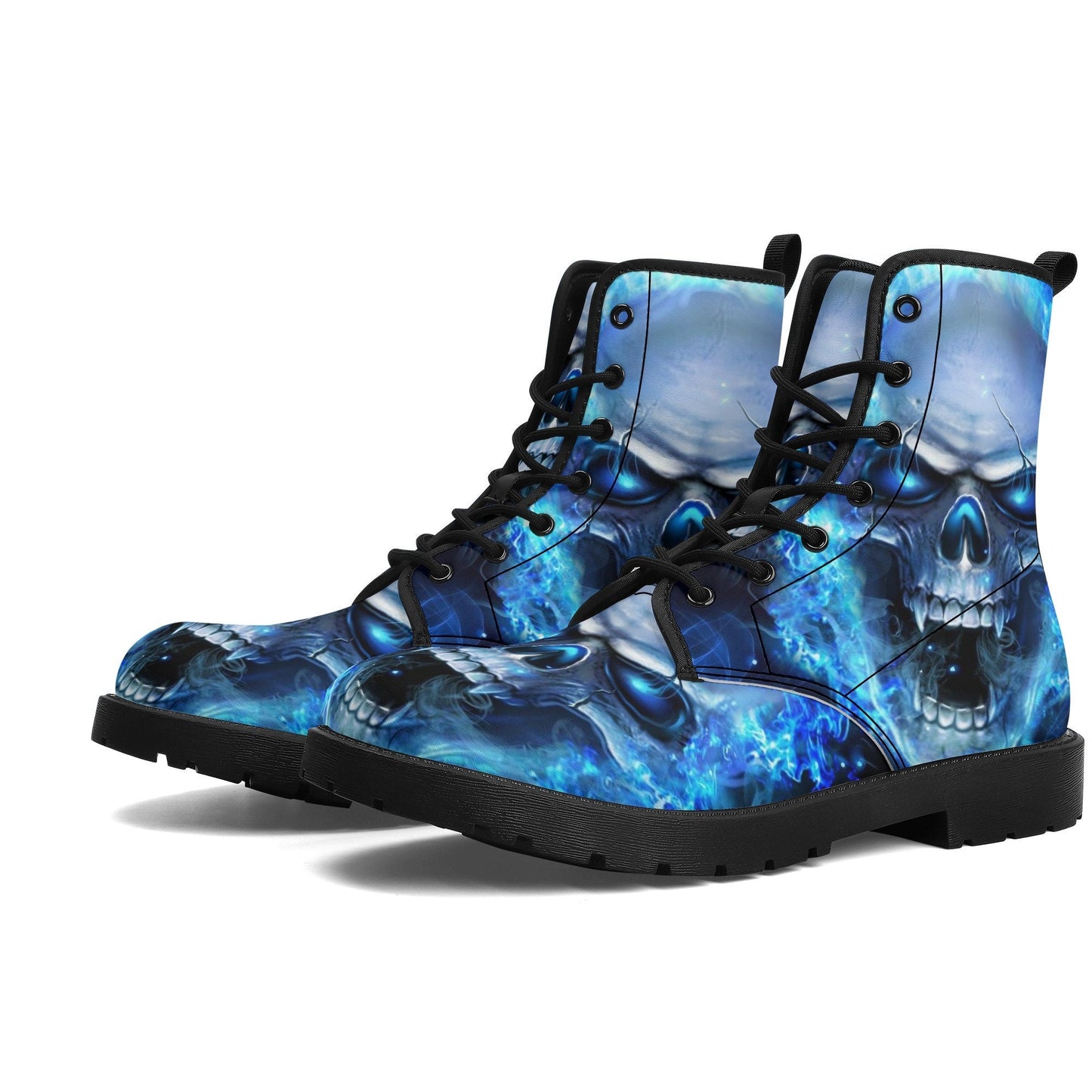 Flaming skull winter boots, rose skull unisex shoes, death skull boots, horror waterproof boot, skull ankle Boots, flaming skull shoes boots