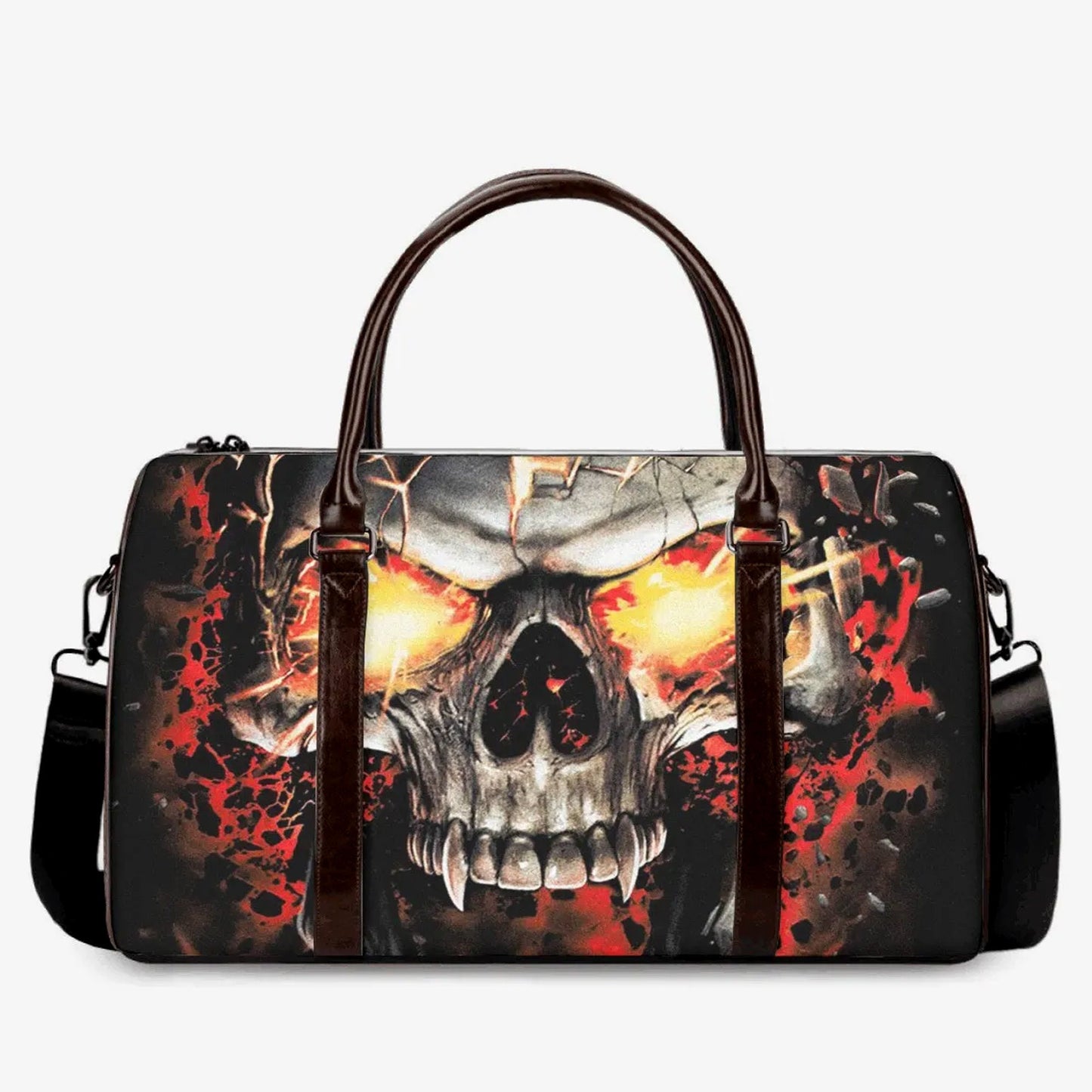 Flame skull duffel bag, biker skull Vacation Holidays Travel Bag, evil Vacation Holidays Travel Bag, rose skull Overnight Bag, goth shoulder