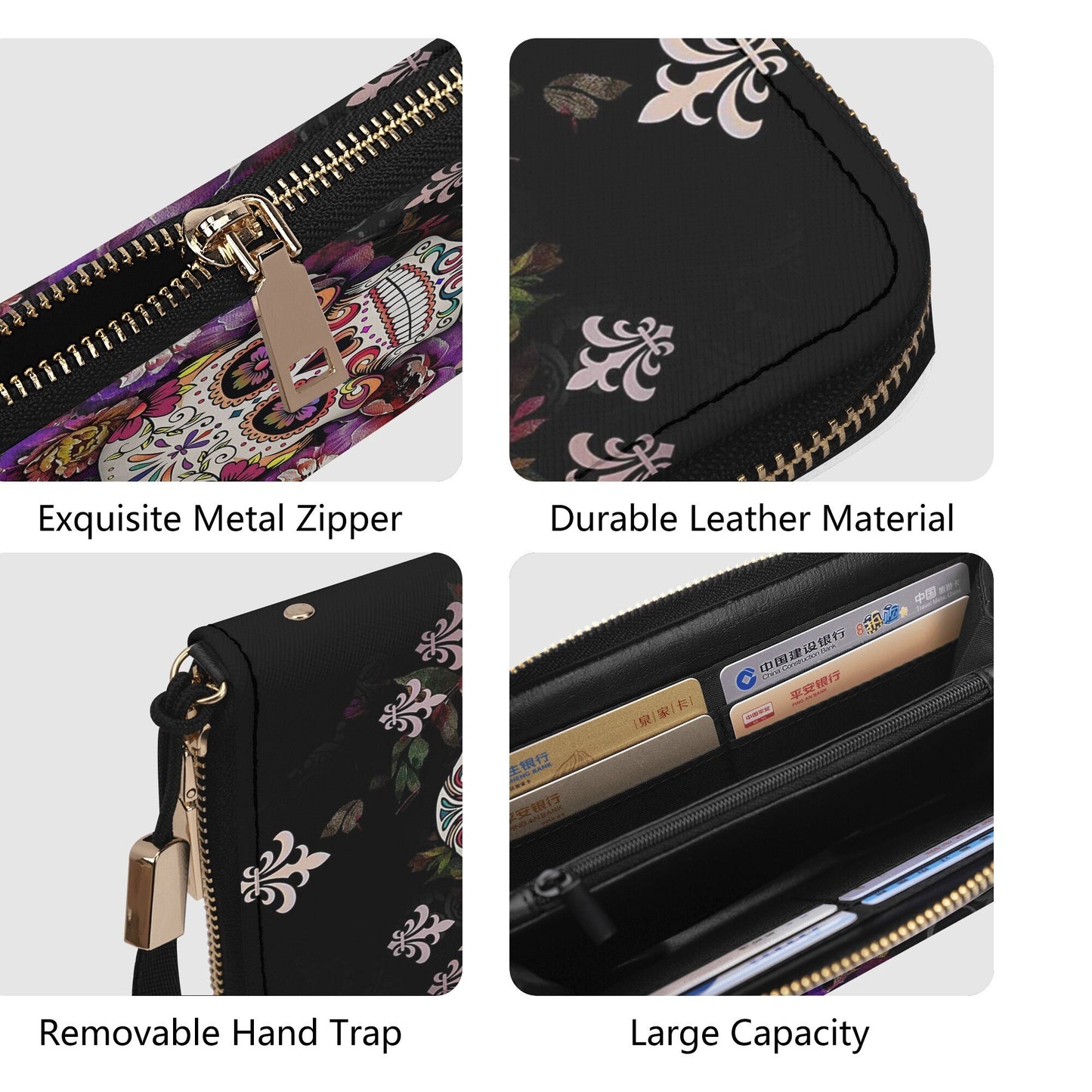 Candy skull crossbody bag, sugar skull girl cosmetic wallet, mexico handbag, sugar skull messenger bag, candy sugar skull purse wallet set