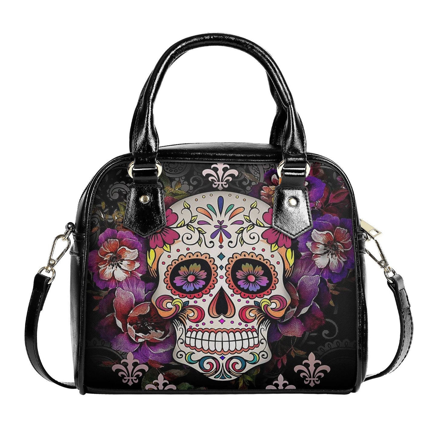 Candy skull crossbody bag, sugar skull girl cosmetic wallet, mexico handbag, sugar skull messenger bag, candy sugar skull purse wallet set