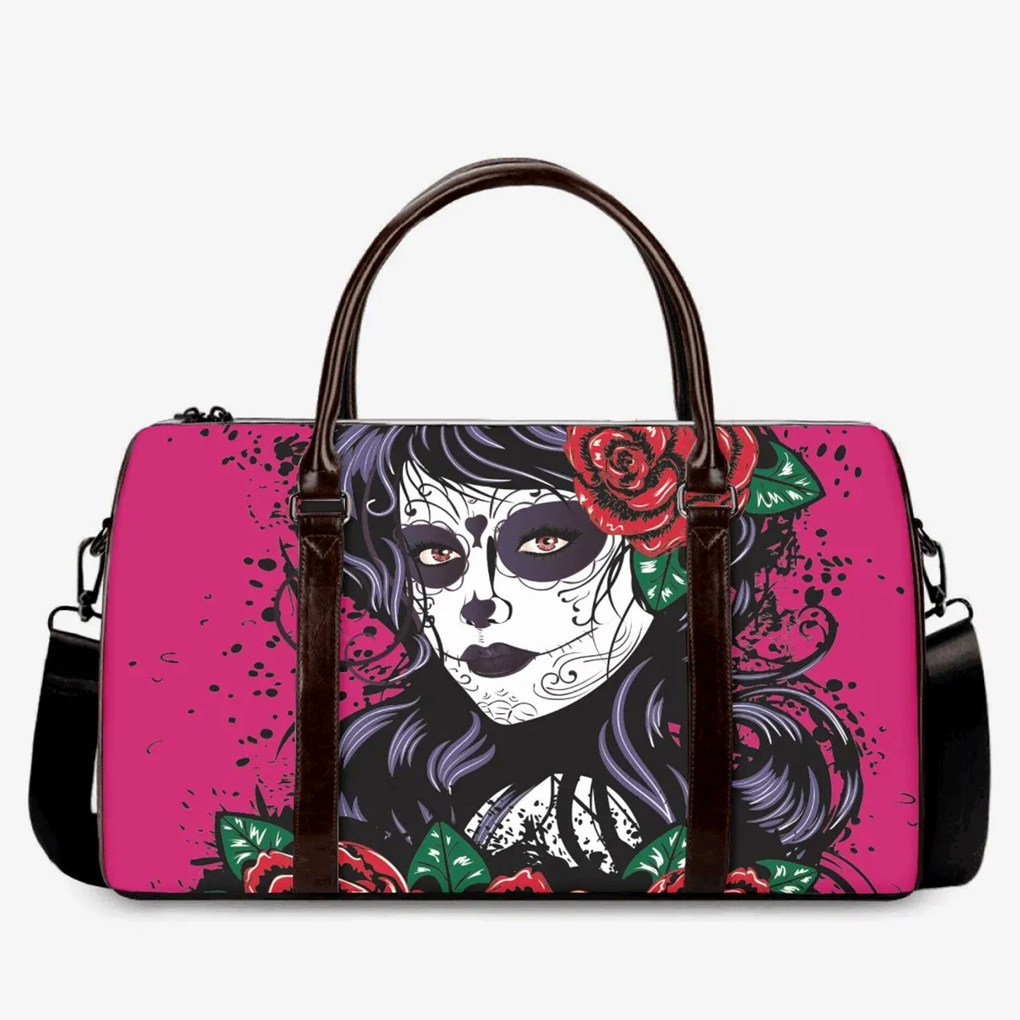 Sugar skull Vacation Holidays Travel Bag, cinco de mayo skull large travel bag, floral skull duffel bag, floral skull shoulder bag handbag