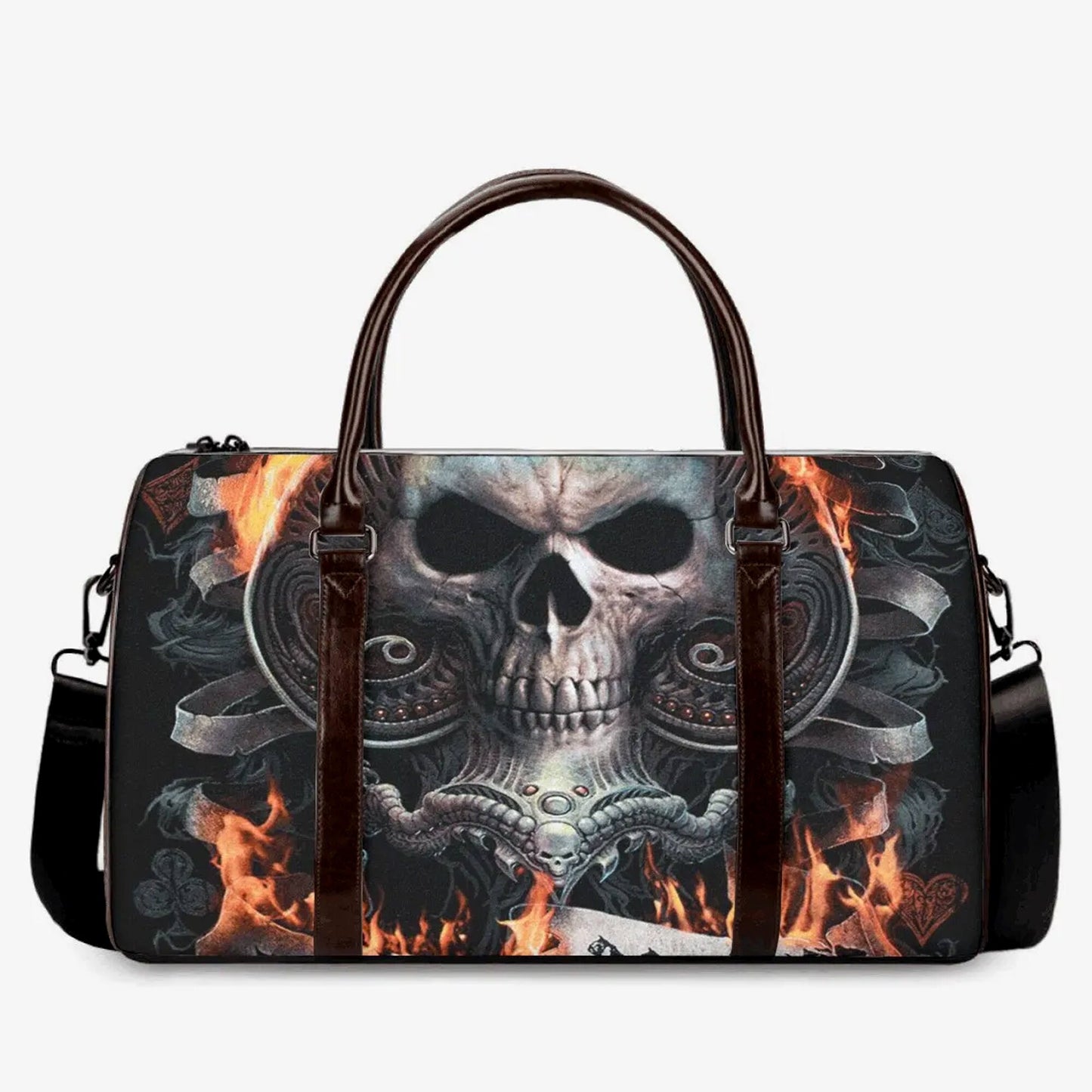 Grim reaper weekender bags, motorcycle skull handbag, flower skull Vacation Holidays Travel Bag, floral skull large travel bag skull handbag