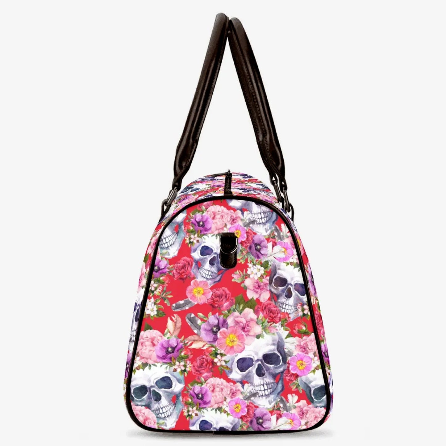 Floral skull travel bag, horror monogrammed bag, flaming skull Carry On Bag, flame skull Carry On Bag biker skull monogrammed bag gothic bag