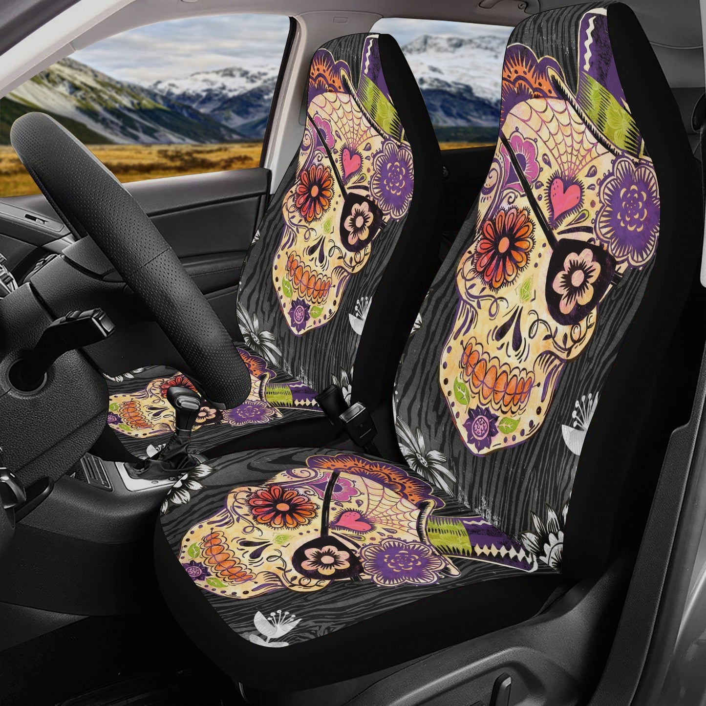 Day of the dead seat cover protector, candy skull car seat , sugar skull girl car seat dia de los muertos skull seat cover protector car mat