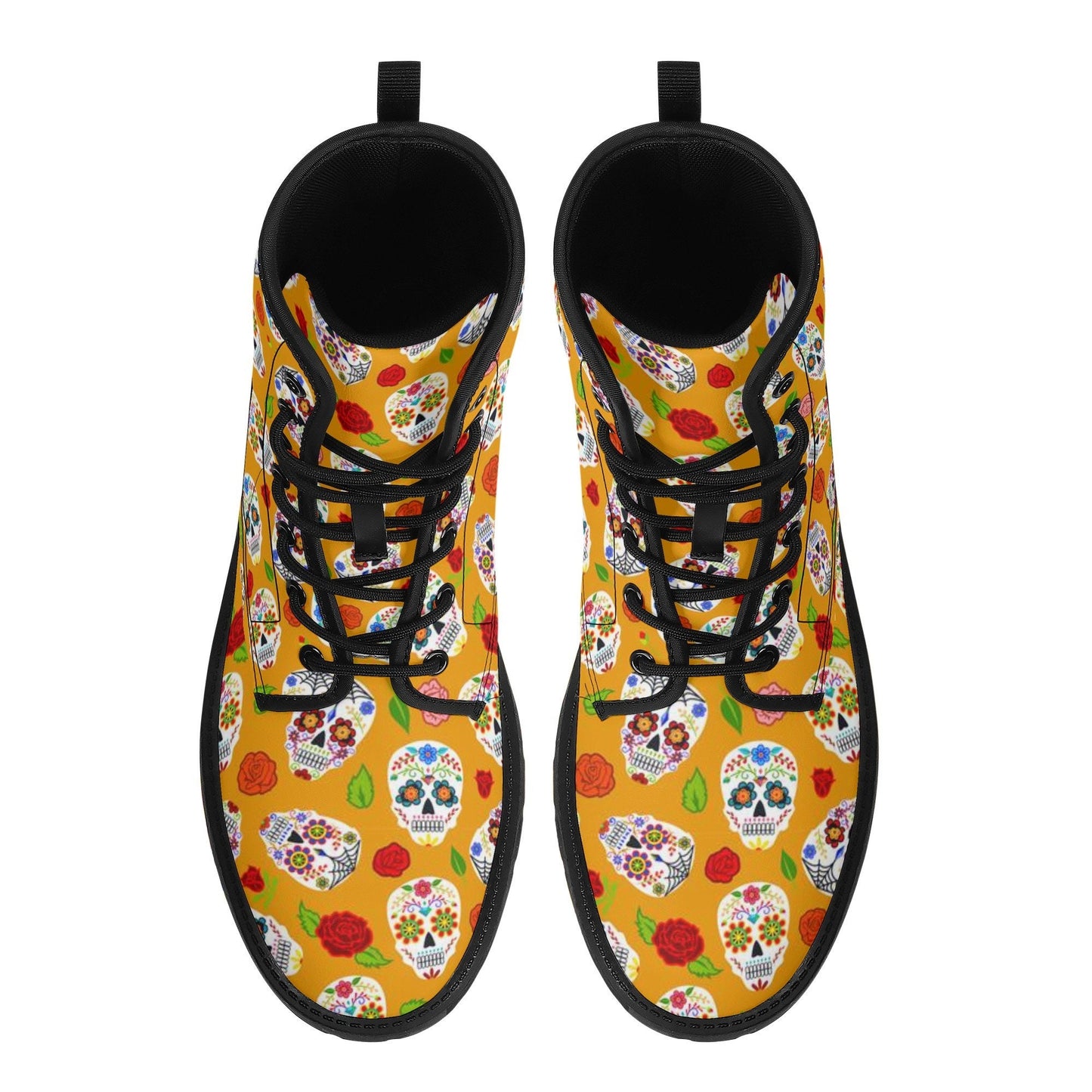 Candy skull winter boots, floral skull winter boots, dia de los muertos skull ankle booties, sugar skull girl ankle Boots floral skull boots