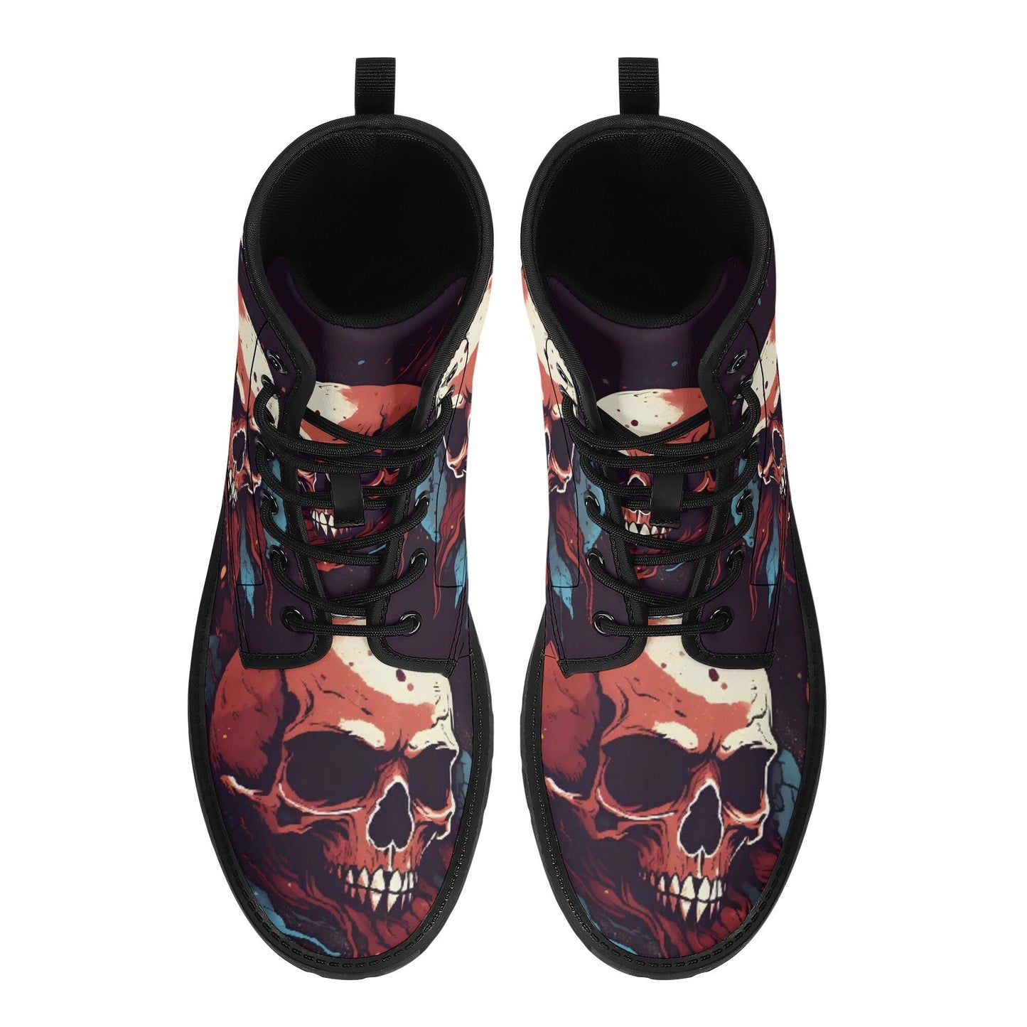 Goth unisex shoes, evil waterproof shoes, skull in fire shoes, rose skull boots for men women, flame skull ankle Boots, death skull shoes