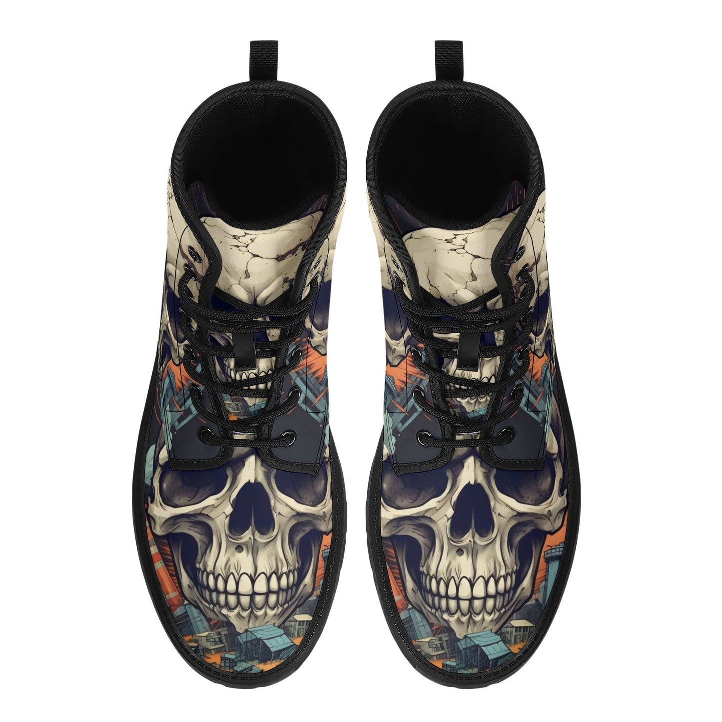 Skeleton waterproof Lace Up Anti-Slip platform nooties, grim reaper combat boots, gothic skull ankle Boots, flower skull boots, halloween