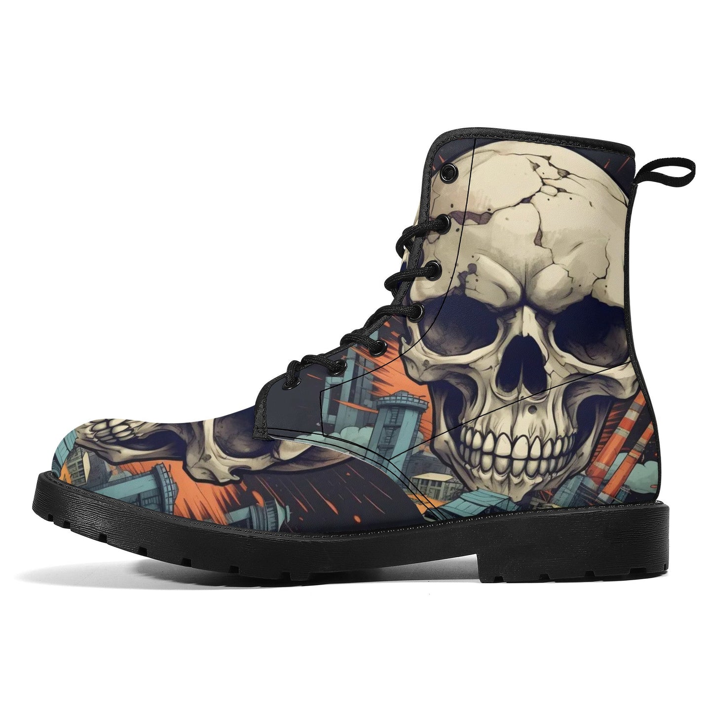Skeleton waterproof Lace Up Anti-Slip platform nooties, grim reaper combat boots, gothic skull ankle Boots, flower skull boots, halloween