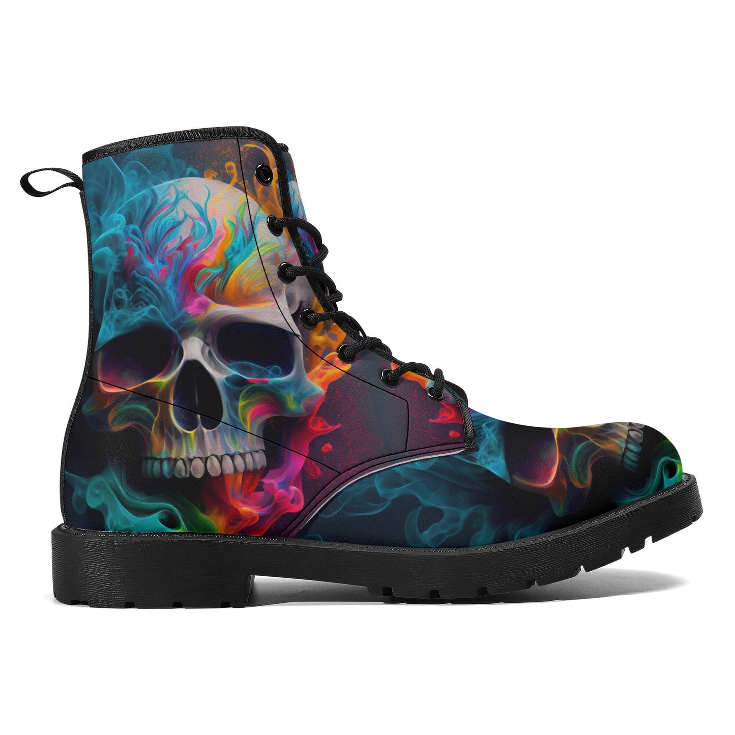 Colorful skull combat boots, motorcycle skull boots, halloween shoes, gothic skull men women boots, gothic skull men women boots skull boots