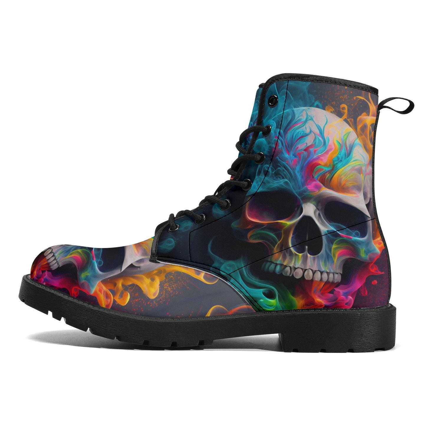 Colorful skull combat boots, motorcycle skull boots, halloween shoes, gothic skull men women boots, gothic skull men women boots skull boots